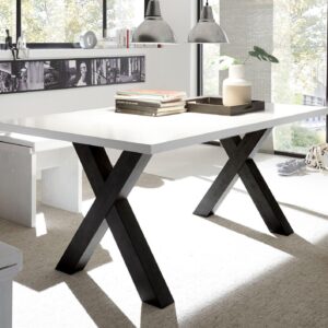 wohnli-moebel-suche-800000929277-1 ESSZIMMERTISCH Eike 8 160 x 90 x 75 Esstisch Schwarzstahl/Weiß Matt Lack Holz 58aufmkessel Möbel > Tische > Esstische Weiß