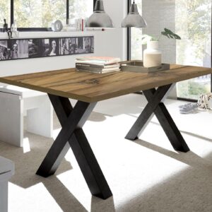 ESSZIMMERTISCH Eike 8 140 x 90 x 75 Esstisch Schwarzstahl/Plankeneiche Holz 58aufmkessel Möbel > Tische > Esstische Braun