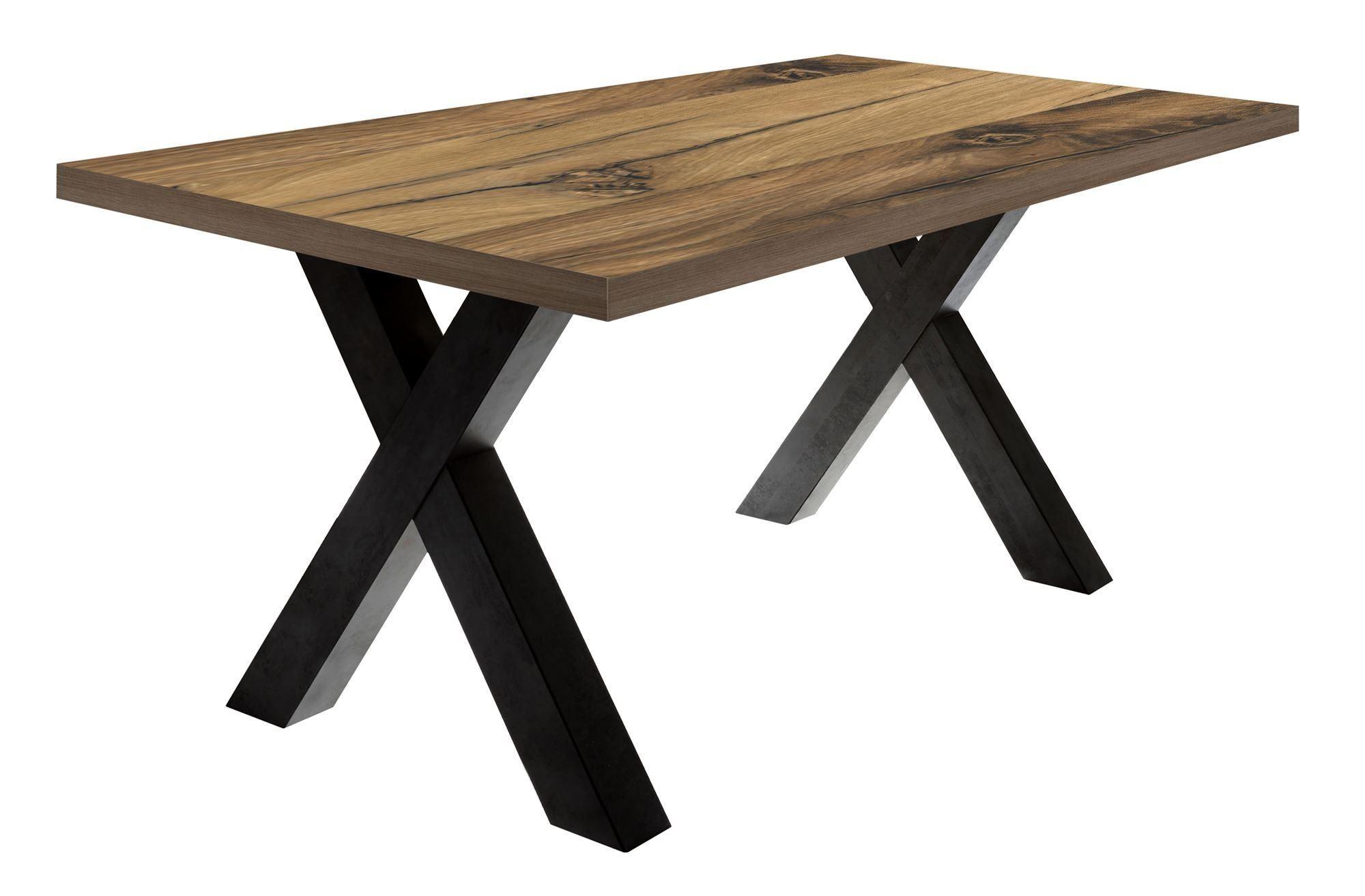 wohnli-moebel-suche-800000931020 Wohnli Möbelsuche - ESSZIMMERTISCH Eike 8 140 x 90 x 75 Esstisch Schwarzstahl/Plankeneiche