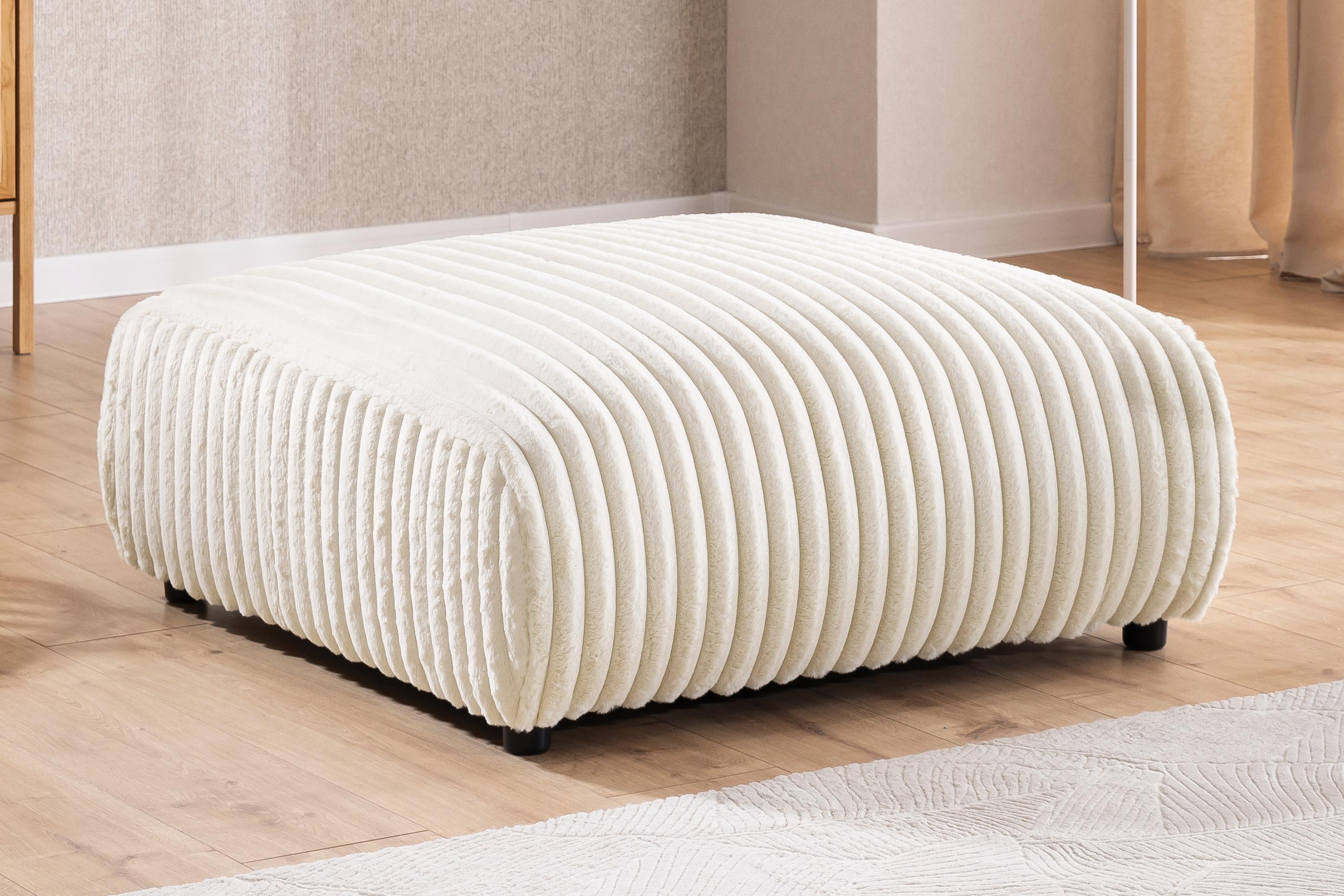 wohnli-moebel-suche-800000931231-1 HOCKER Mollis Hellbeige Plüschcord Textil S-Style Möbel Möbel > Sessel > Hocker Beige