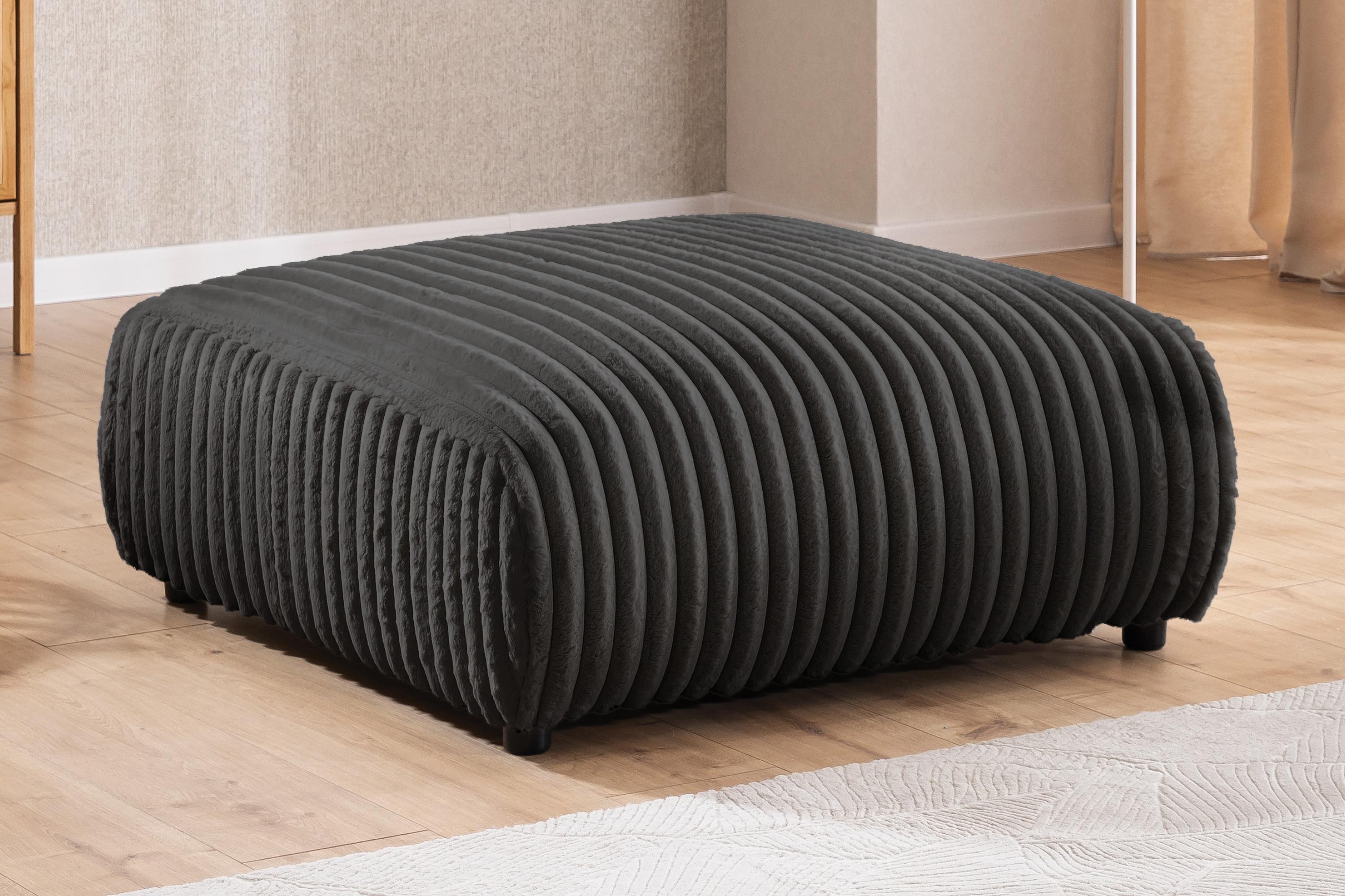 wohnli-moebel-suche-800000931244-1 HOCKER Mollis Dunkelgrau Plüschcord Textil S-Style Möbel Möbel > Sessel > Hocker Grau