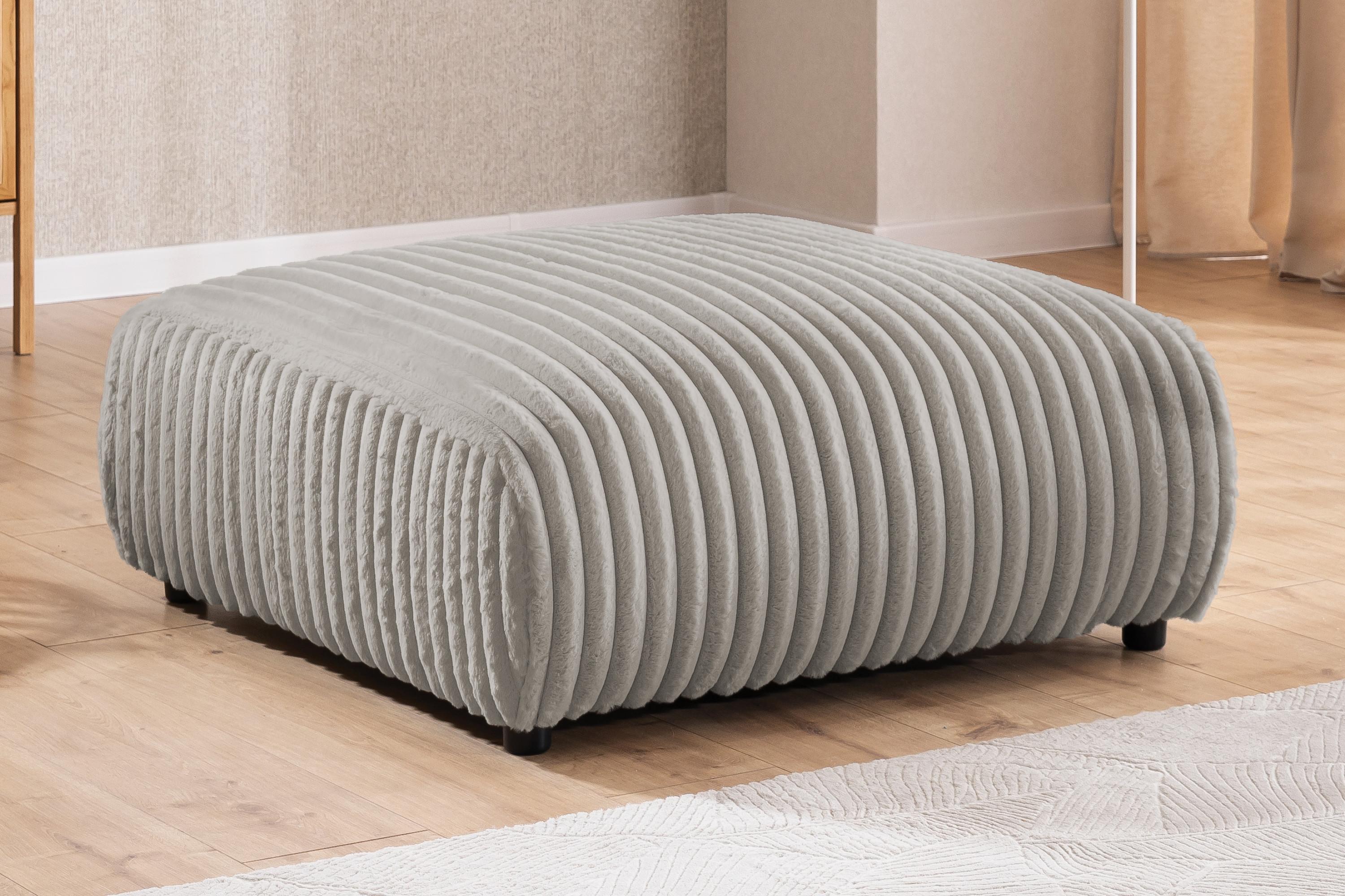 HOCKER Mollis Hellgrau Plüschcord Textil S-Style Möbel Möbel > Sessel > Hocker Grau