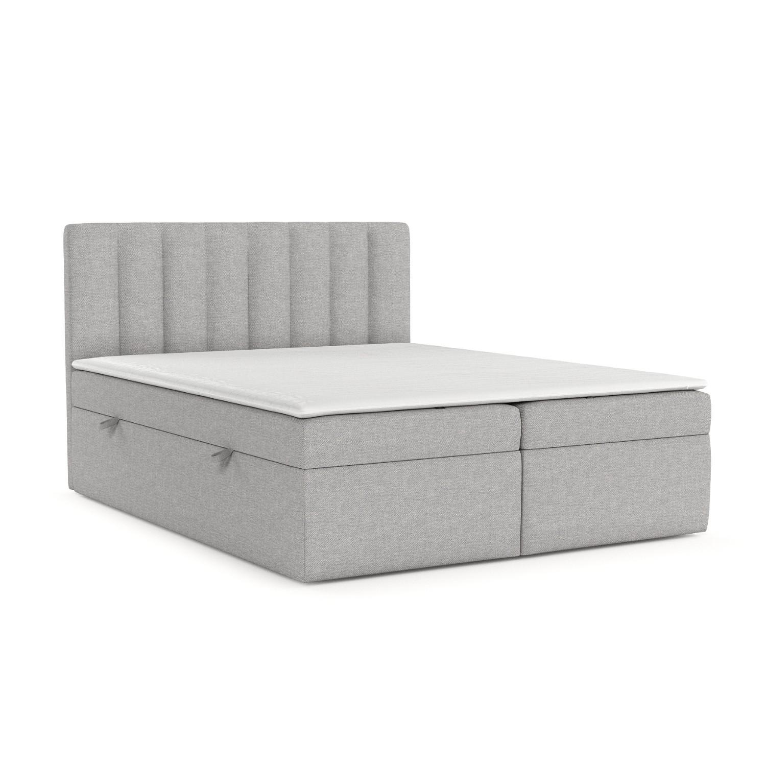 Wohnli Möbelsuche - BOXBETT Amaro 140/200 cm Graubeige im Megan Stoff