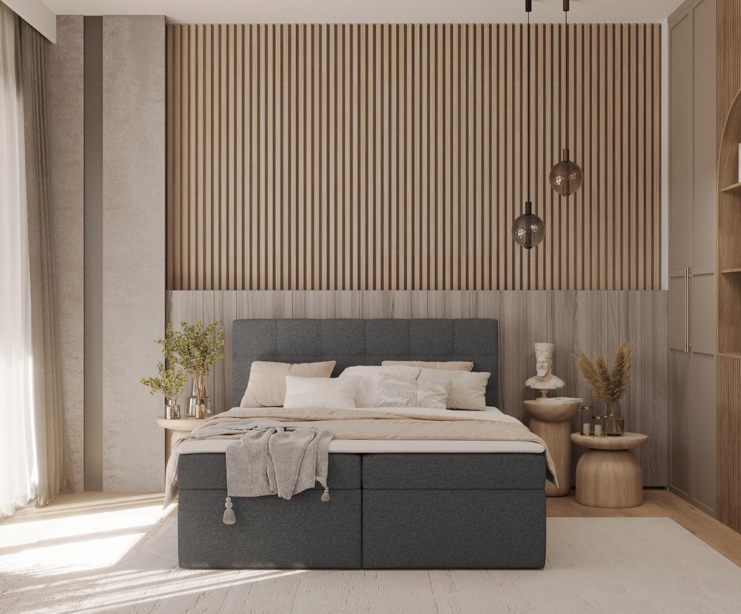 BOXBETT Lean 180/200 cm Anthrazit im Megan Stoff Textil AltaBeds Möbel > Betten > Boxspringbetten Anthrazit