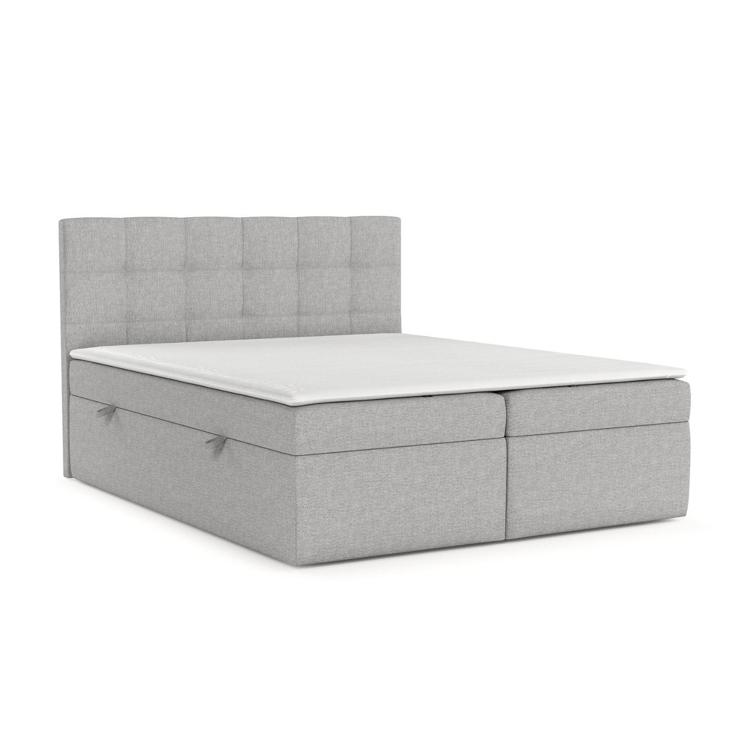 Wohnli Möbelsuche - BOXBETT Lean 180/200 cm Graubeige im Megan Stoff