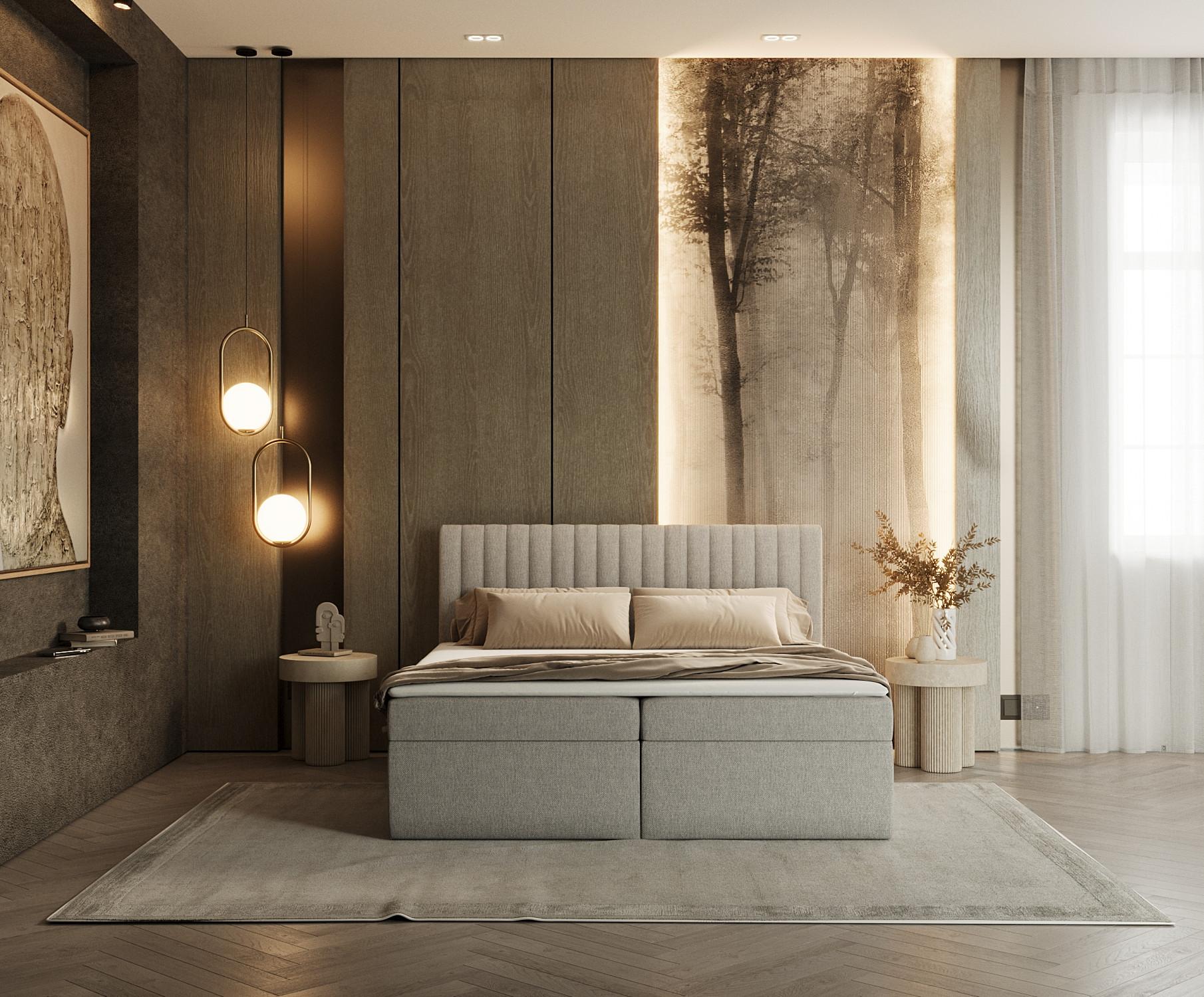 wohnli-moebel-suche-800000932141-1 BOXBETT Maldon 180/200 cm Graubeige im Megan Stoff Textil AltaBeds Möbel > Betten > Boxspringbetten Grau