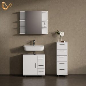wohnli-moebel-suche-800000932159-1 BADSCHRANK Eisak Weiß 30 x 95 cm Holzwerkstoff Livinity® Möbel > Schränke > Badezimmerschränke Weiß