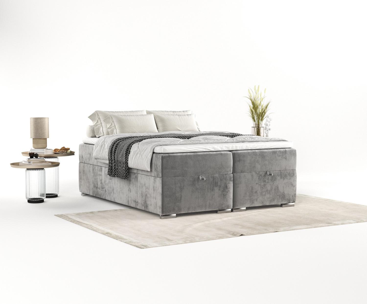 wohnli-moebel-suche-800000934456-1 BOXBETT Reto 200/200 cm Grau im Lotta Stoff Textil AltaBeds Möbel > Betten > Boxspringbetten Grau