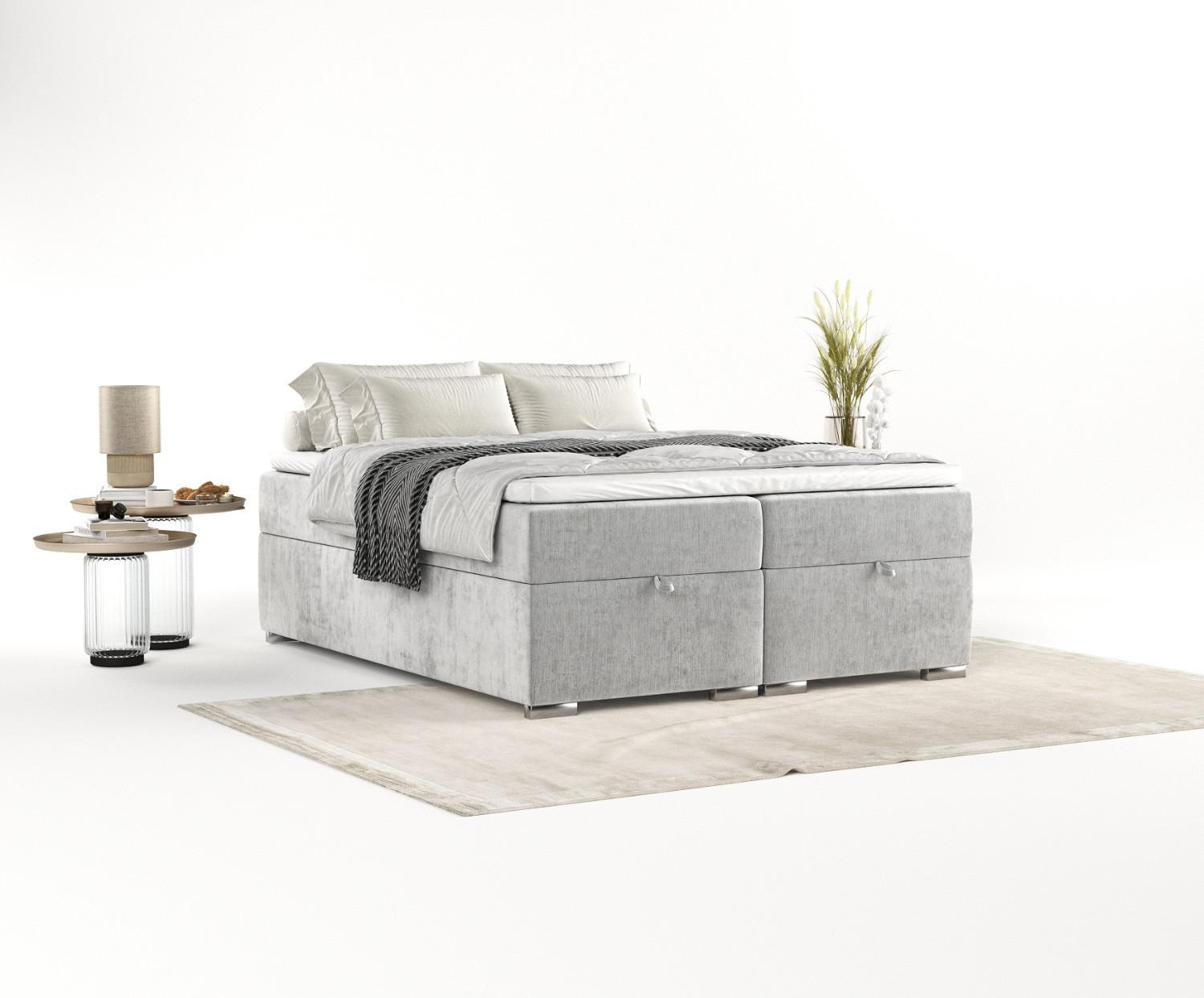 wohnli-moebel-suche-800000934461-1 BOXBETT Reto 120/200 cm Hellgrau im Lotta Stoff Textil AltaBeds Möbel > Betten > Boxspringbetten Grau