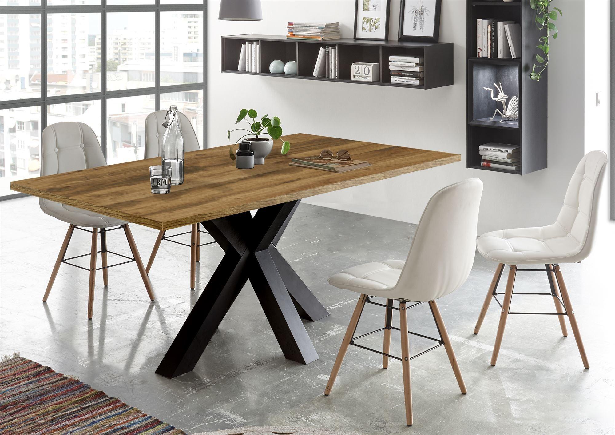 ESSZIMMERTISCH Elda 2 180 x 90 x 75 Esstisch Schwarzstahl/Plankeneiche Holz 58aufmkessel Möbel > Tische > Esstische Grau