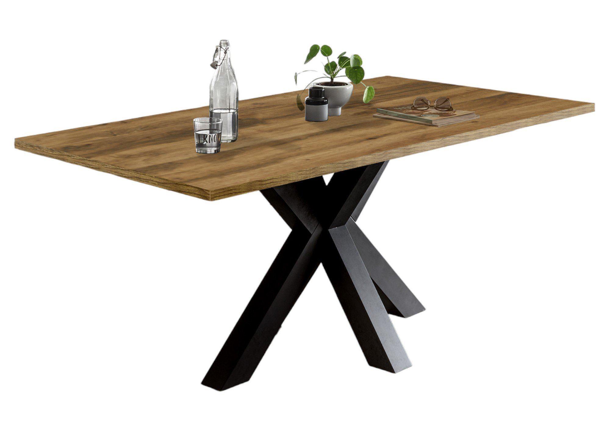 wohnli-moebel-suche-800000934950 Wohnli Möbelsuche - ESSZIMMERTISCH Elda 2 180 x 90 x 75 Esstisch Schwarzstahl/Plankeneiche