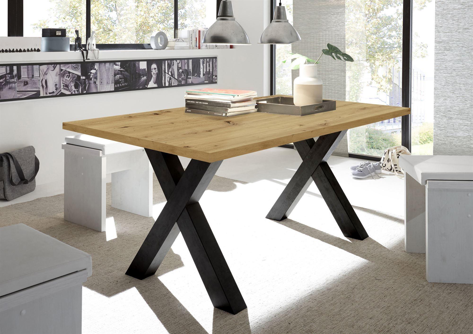 ESSZIMMERTISCH Eike 8 160 x 90 x 75 Esstisch Schwarzstahl/Asteiche Holz 58aufmkessel Möbel > Tische > Esstische Braun