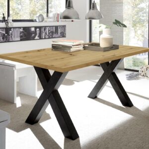 wohnli-moebel-suche-800000934980-1 ESSZIMMERTISCH Eike 8 140 x 90 x 75 Esstisch Schwarzstahl/Asteiche Holz 58aufmkessel Möbel > Tische > Esstische Braun