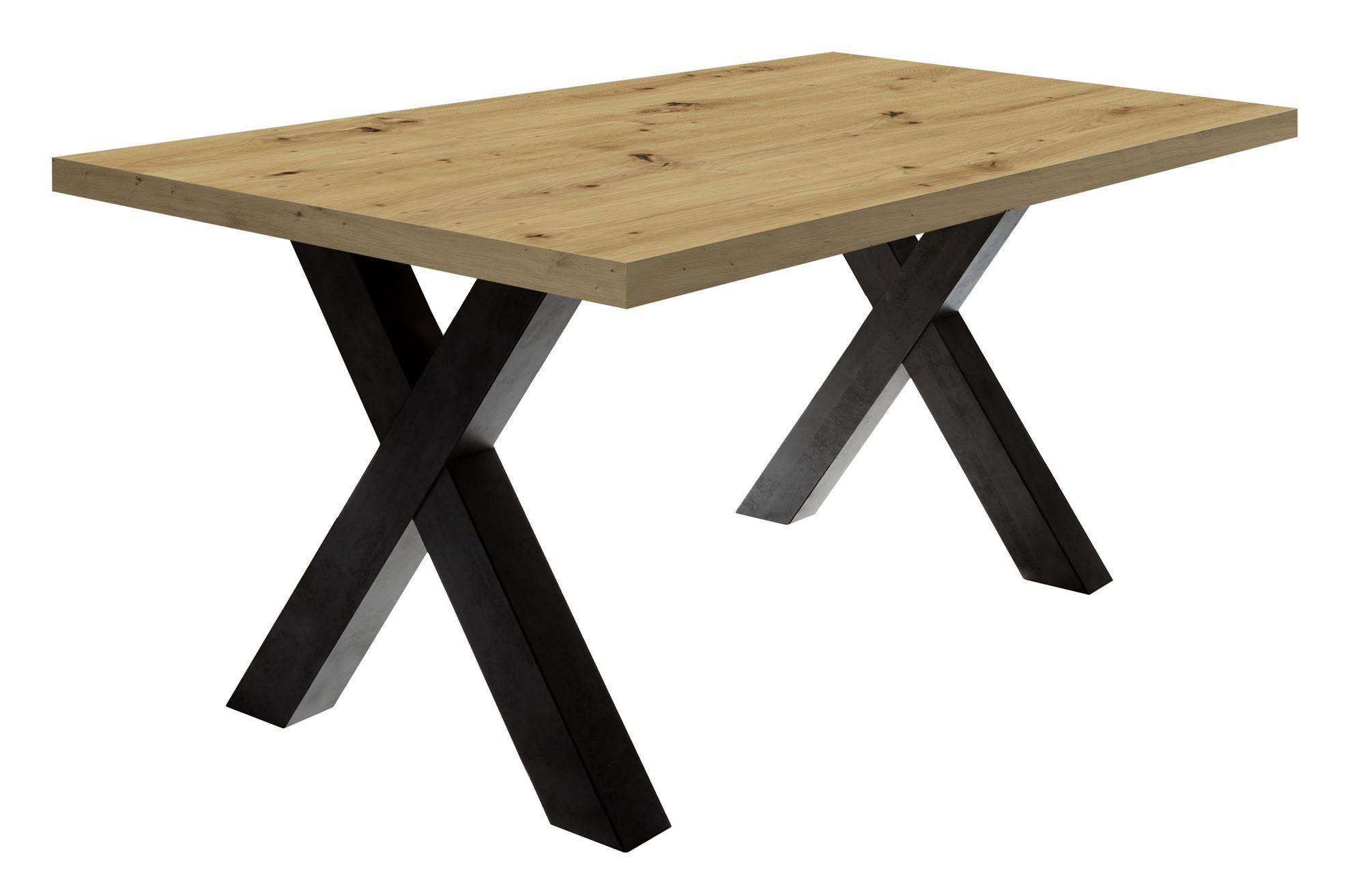 wohnli-moebel-suche-800000934980 Wohnli Möbelsuche - ESSZIMMERTISCH Eike 8 140 x 90 x 75 Esstisch Schwarzstahl/Asteiche