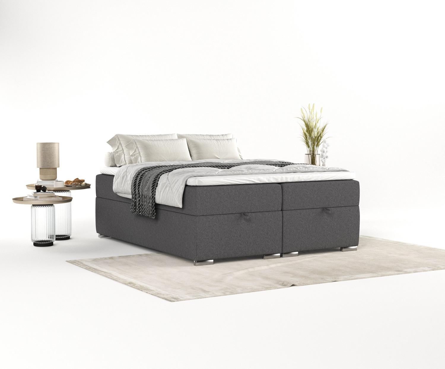 wohnli-moebel-suche-800000935028-1 BOXBETT Reto 200/200 cm Anthrazit im Megan Stoff Textil AltaBeds Möbel > Betten > Boxspringbetten Anthrazit