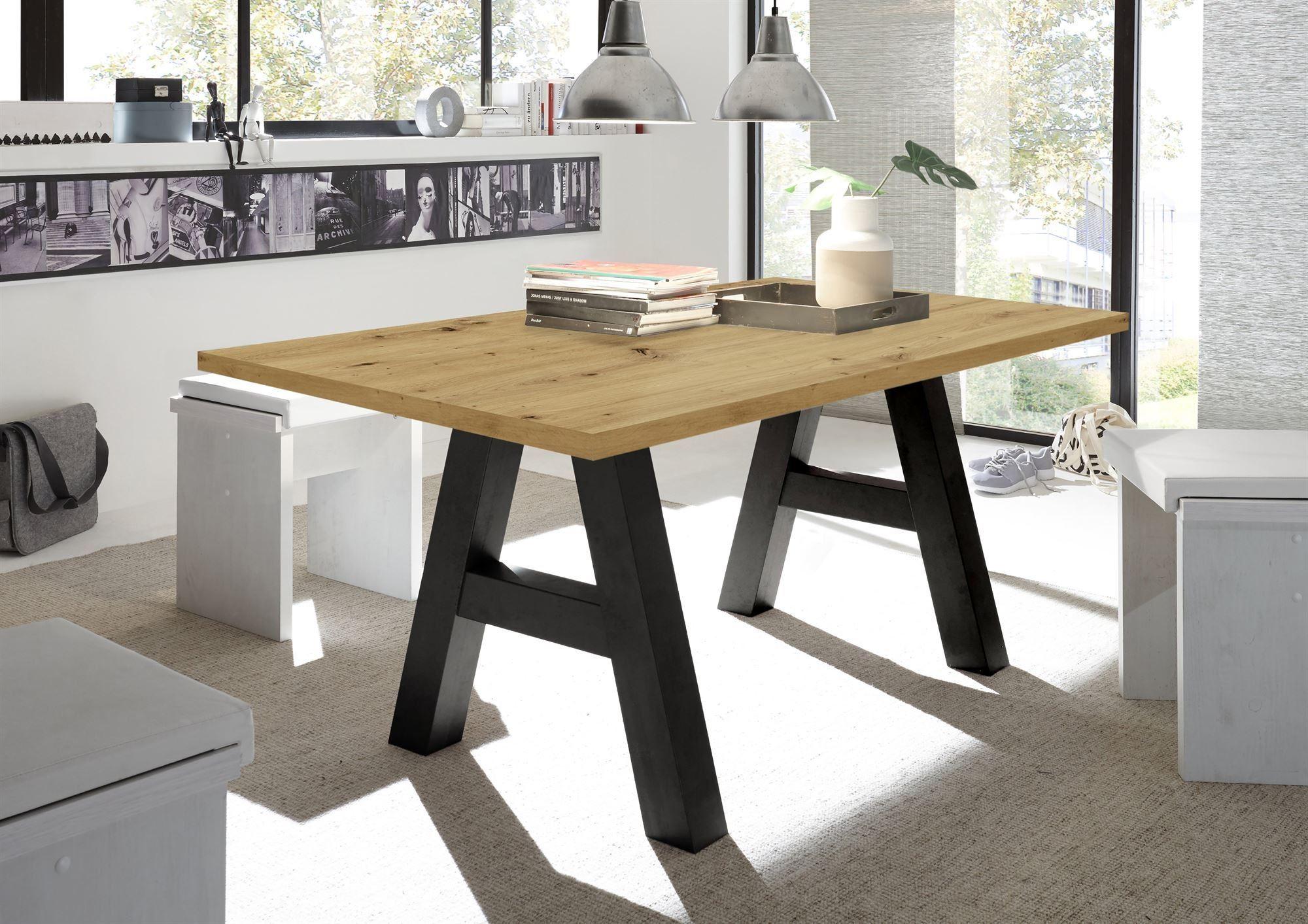 ESSZIMMERTISCH Elia 8 180 x 90 x 75 Esstisch Schwarzstahl/Asteiche Holz 58aufmkessel Möbel > Tische > Esstische Braun