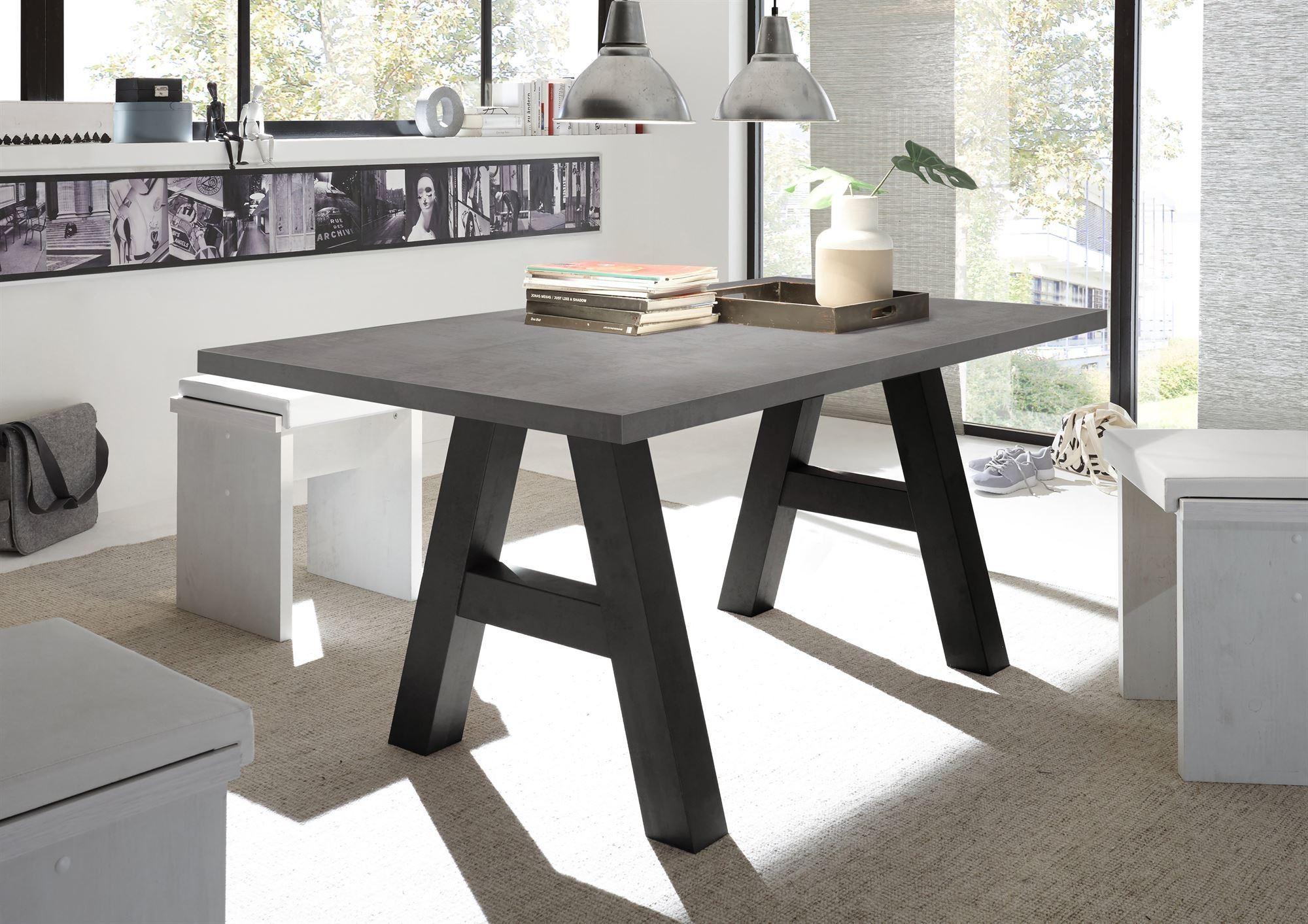 ESSZIMMERTISCH Elia 8 180 x 90 x 75 Esstisch Schwarzstahl/Graphit Holz 58aufmkessel Möbel > Tische > Esstische Grau