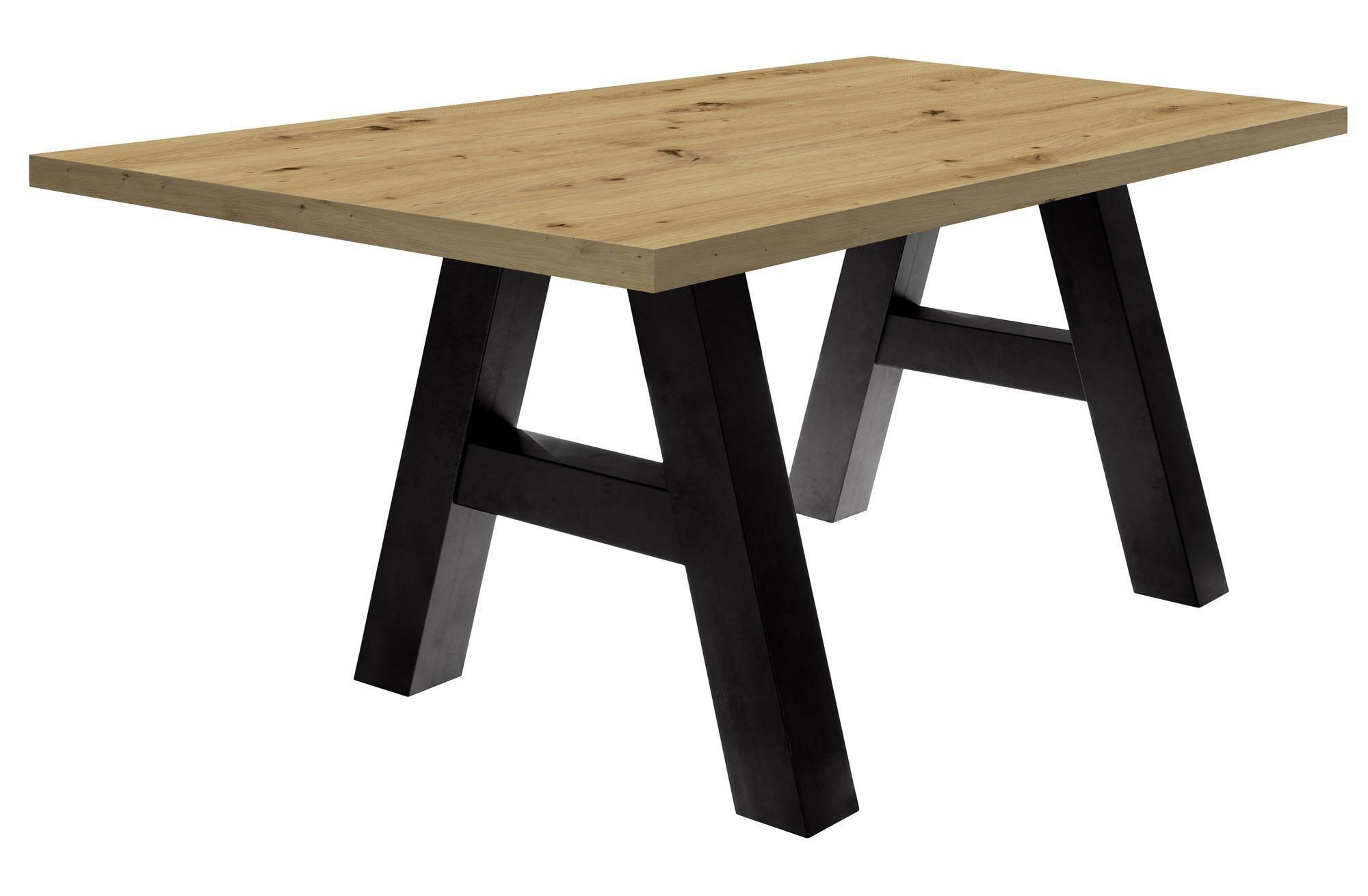 wohnli-moebel-suche-800000935130 Wohnli Möbelsuche - ESSZIMMERTISCH Elia 8 160 x 90 x 75 Esstisch Schwarzstahl/Asteiche