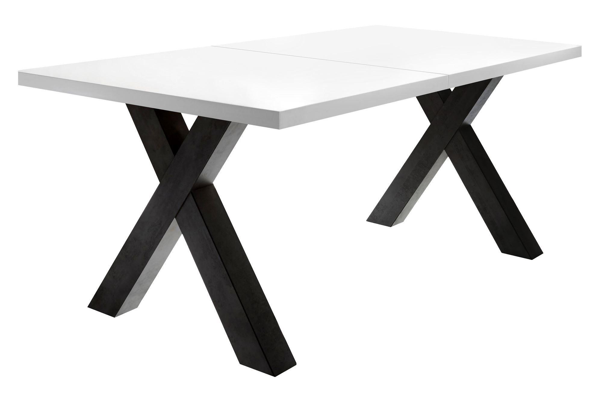 wohnli-moebel-suche-800000935361 Wohnli Möbelsuche - ESSTISCH ausziehbar Eike 7 140 x 90 x 75 Esszimmertisch Schwarzstahl/Weiß Matt Lack