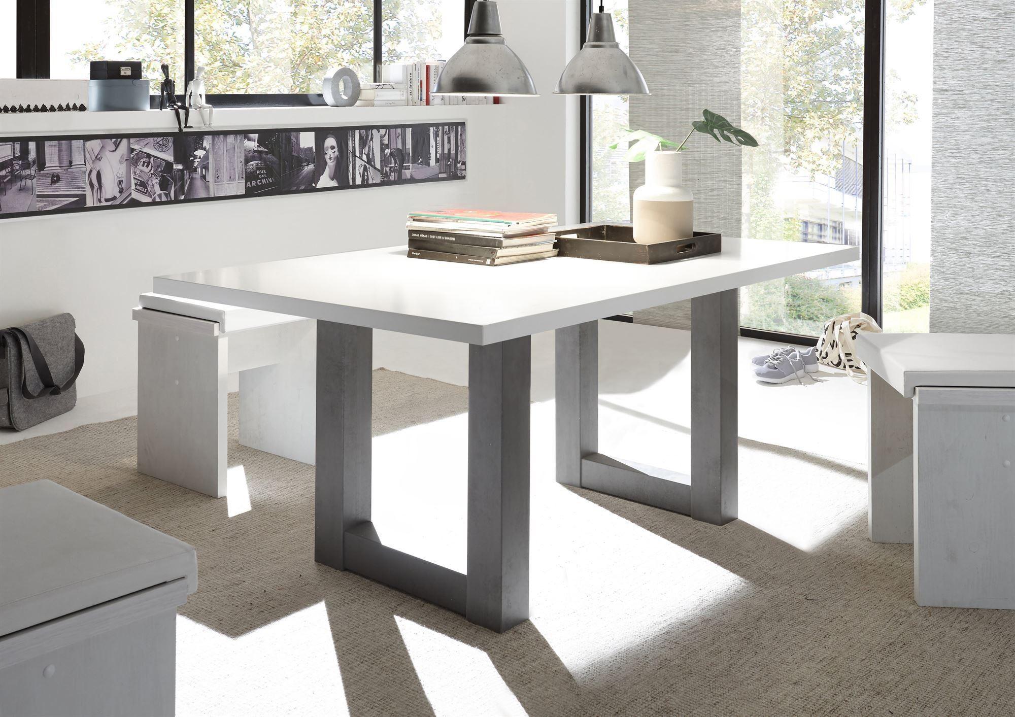 ESSZIMMERTISCH Eila 4 160 x 90 x 75 Esstisch Graphit/Weiß Matt Lack Holz 58aufmkessel Möbel > Tische > Esstische Weiß