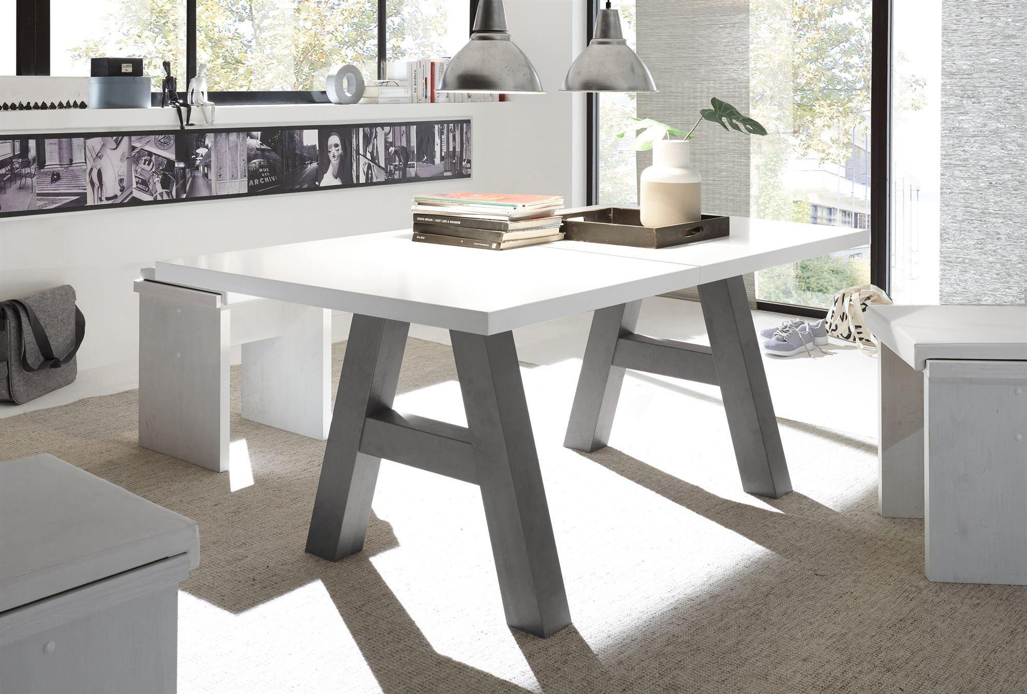 ESSTISCH ausziehbar Elia 3 140 x 90 x 75 Esszimmertisch Graphit/Weiß Matt Lack Holz 58aufmkessel Möbel > Tische > Esstische Weiß