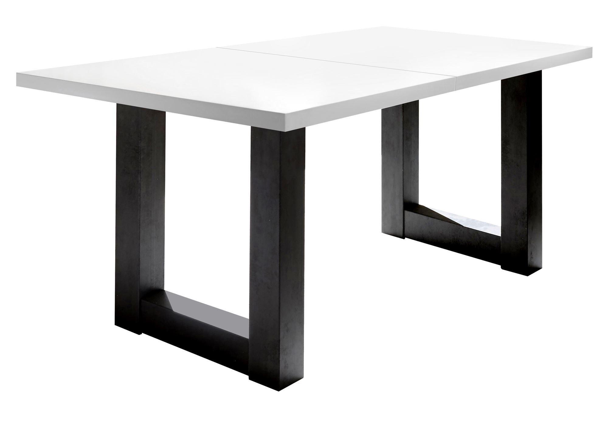 wohnli-moebel-suche-800000935382 Wohnli Möbelsuche - ESSTISCH ausziehbar Eila 7 140 x 90 x 75 Esszimmertisch Schwarzstahl/Weiß Matt Lack