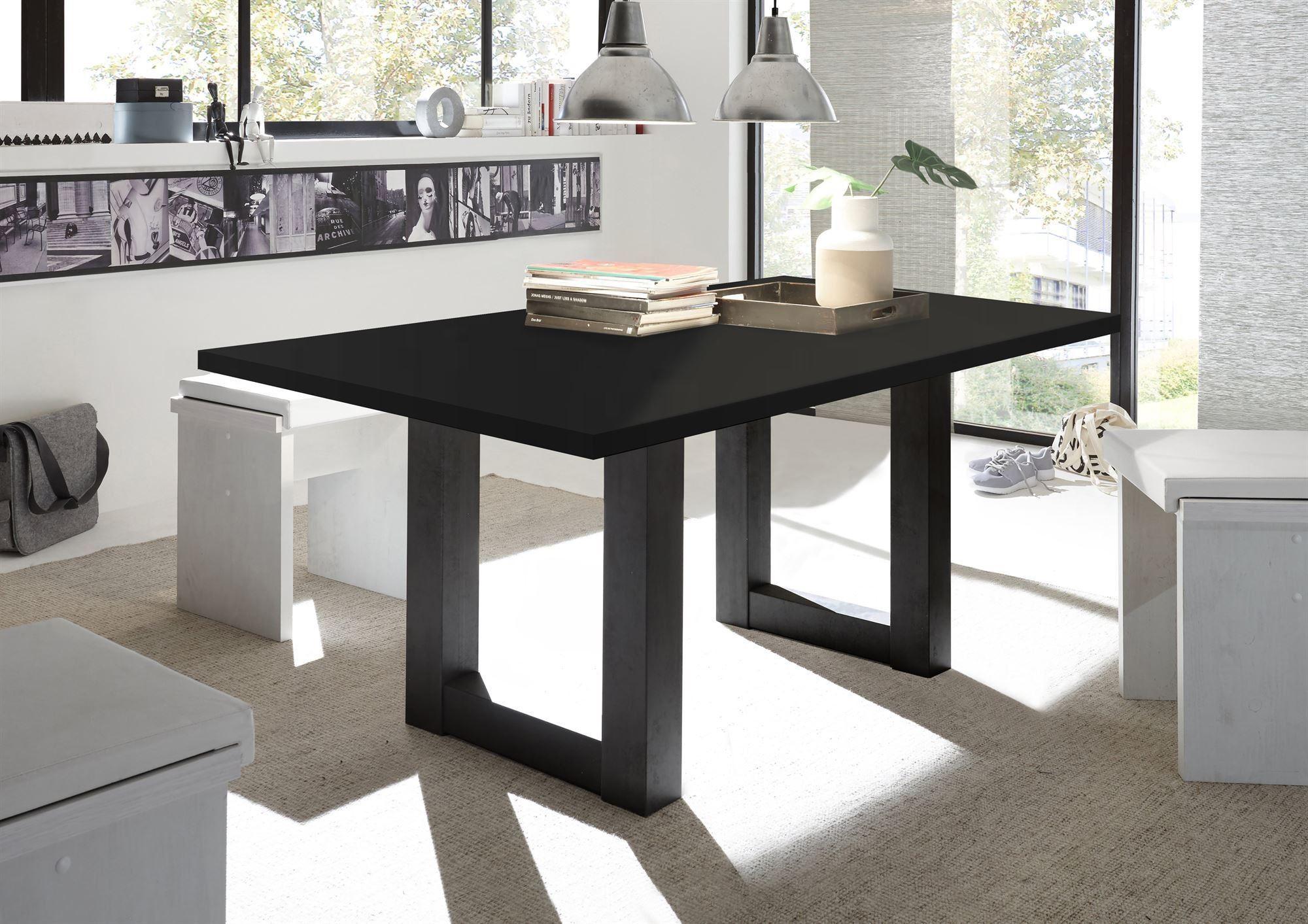 ESSZIMMERTISCH Eila 8 140 x 90 x 75 Esstisch Schwarzstahl Holz 58aufmkessel Möbel > Tische > Esstische Schwarz