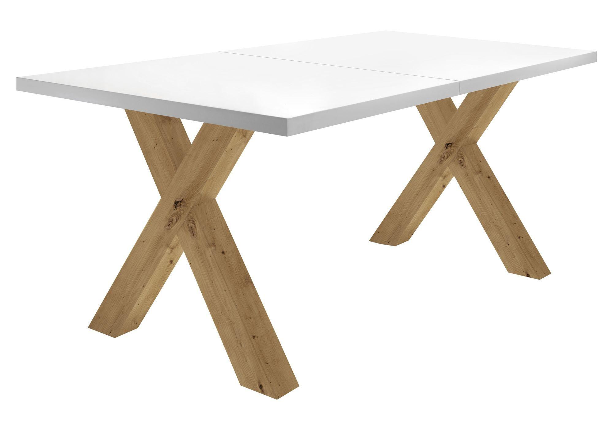 Wohnli Möbelsuche - ESSTISCH ausziehbar Eike 1 160 x 90 x 75 Esszimmertisch Asteiche/Weiß Matt Lack