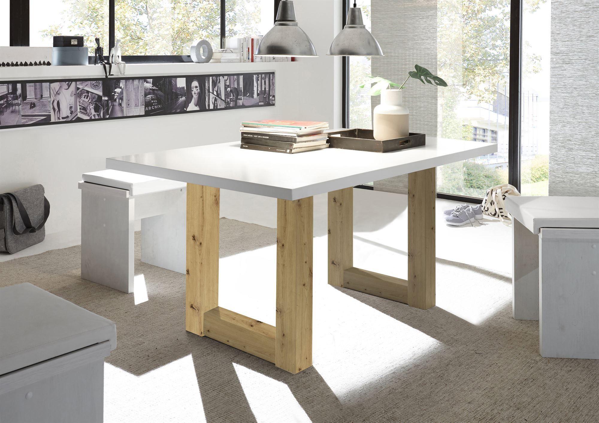 ESSZIMMERTISCH Eila 2 180 x 90 x 75 Esstisch Asteiche/Weiß Matt Lack Holz 58aufmkessel Möbel > Tische > Esstische Weiß