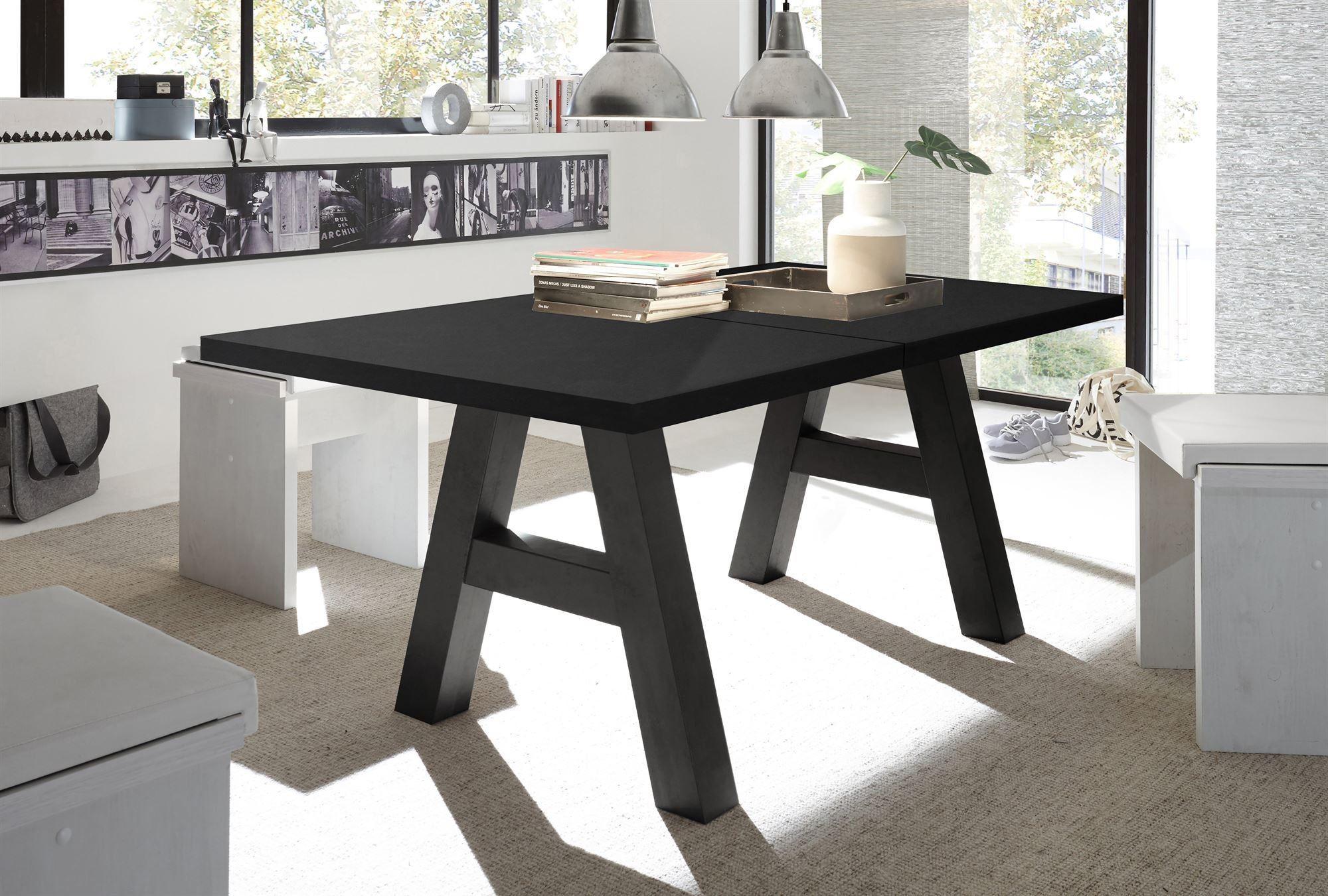ESSTISCH ausziehbar Elia 7 140 x 90 x 75 Esszimmertisch Schwarzstahl Holz 58aufmkessel Möbel > Tische > Esstische Schwarz