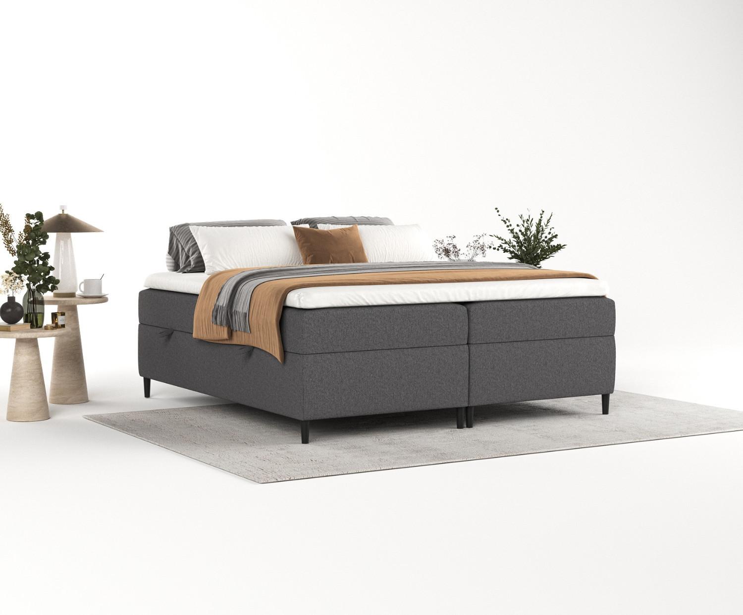 BOXBETT Theo 140/200 cm Anthrazit im Megan Stoff Textil AltaBeds Möbel > Betten > Boxspringbetten Anthrazit