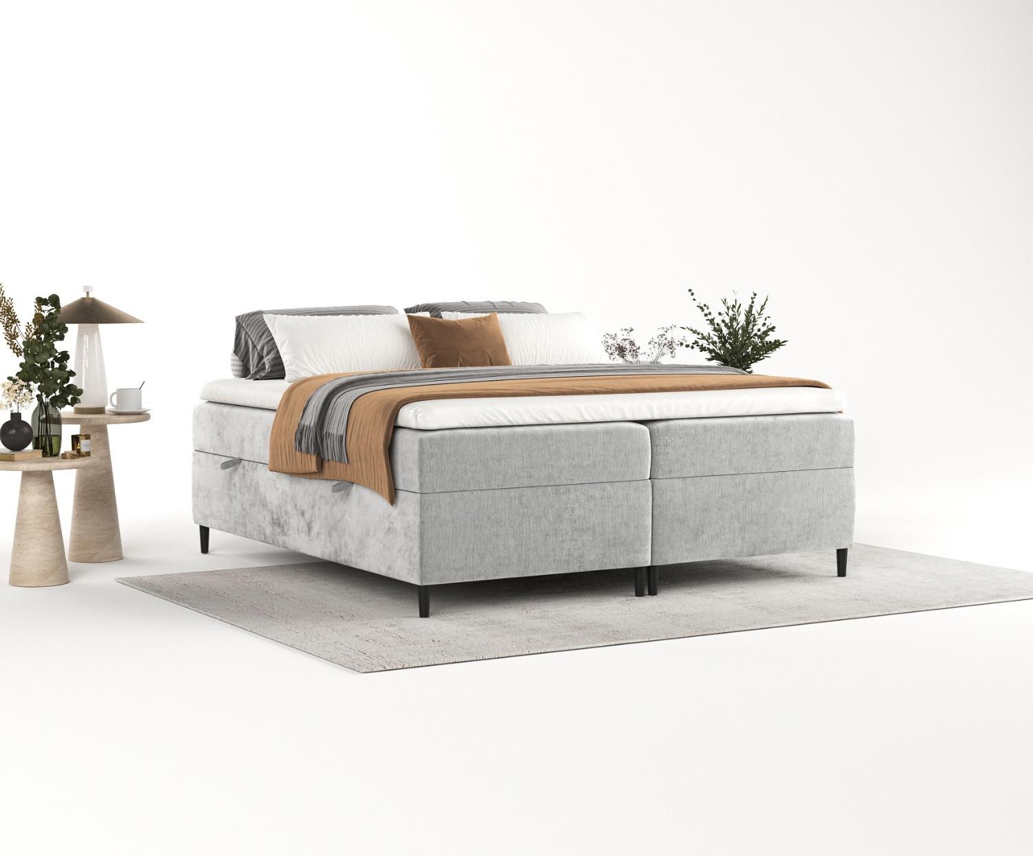 BOXBETT Theo 160/200 cm Hellgrau im Lotta Stoff Textil AltaBeds Möbel > Betten > Boxspringbetten Grau