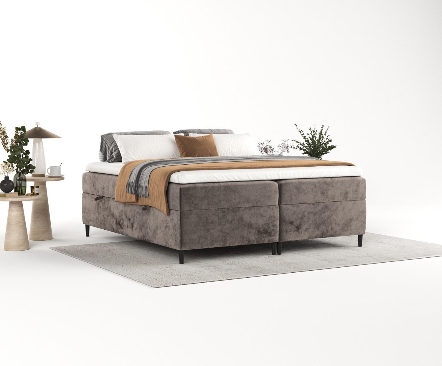BOXBETT Theo 160/200 cm Braun im Lotta Stoff Textil AltaBeds Möbel > Betten > Boxspringbetten Braun