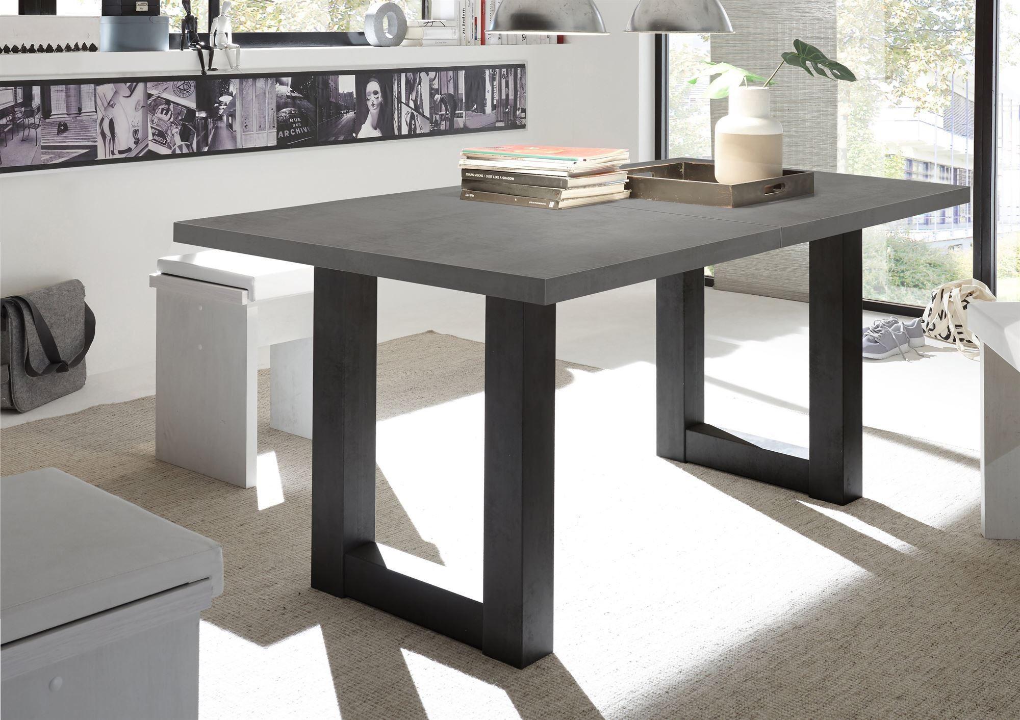 ESSTISCH ausziehbar Eila 7 140 x 90 x 75 Esszimmertisch Schwarzstahl/Graphit Holz 58aufmkessel Möbel > Tische > Esstische Grau