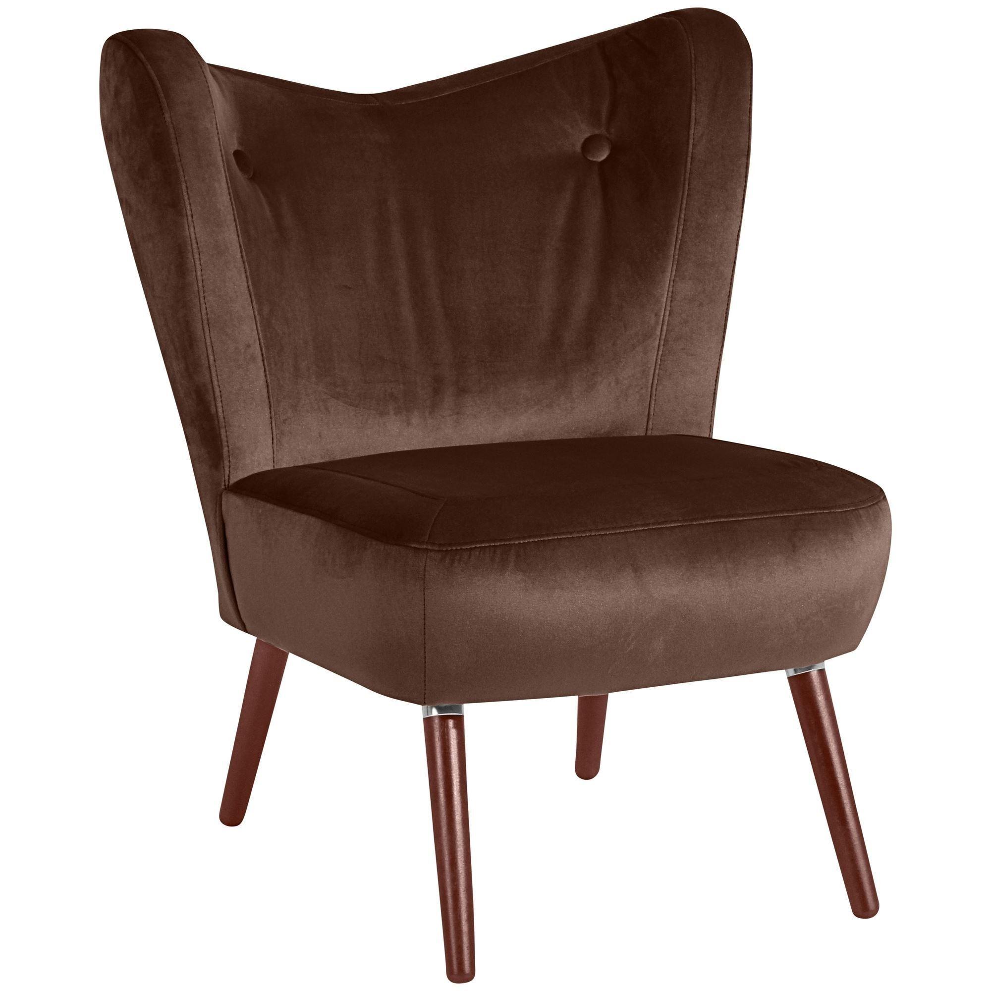 wohnli-moebel-suche-800000939117 Wohnli Möbelsuche - SESSEL Kathy Bezug Samtvelours Buche nussbaum dunkel / braun