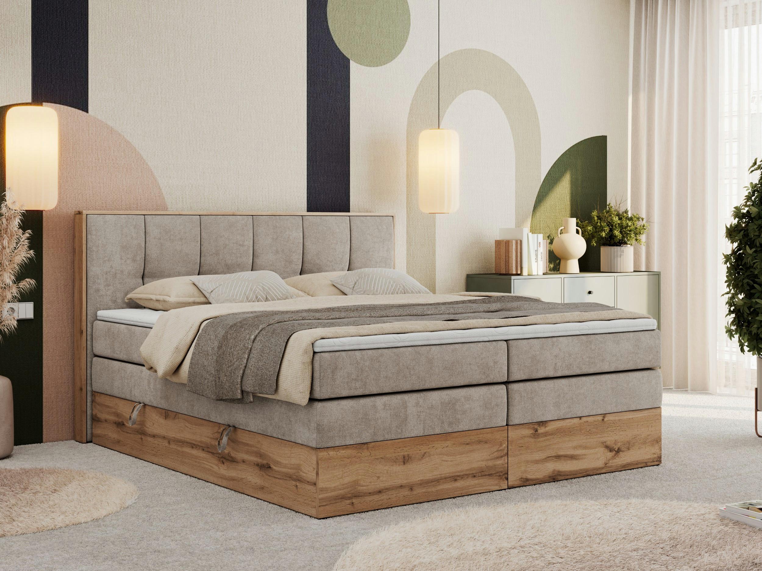 BOXSPRINGBETT ALBERO 1 KING 200/200 Beige Strukture - H4 Textil MKS Möbel > Betten > Boxspringbetten Beige