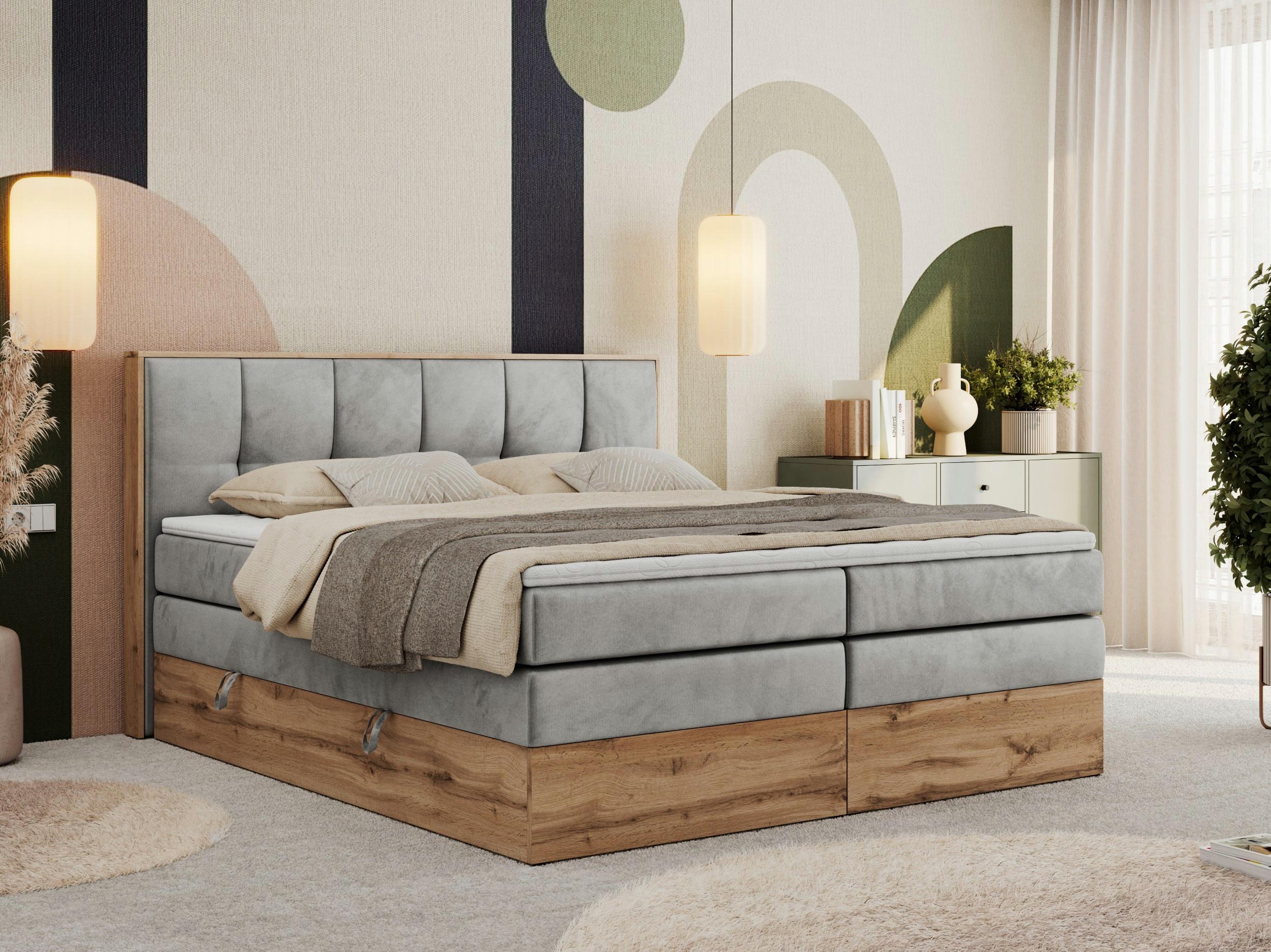wohnli-moebel-suche-800000939202-1 BOXSPRINGBETT ALBERO 1 KING 160/200 Hellgrau Velvet - H4 Textil MKS Möbel > Betten > Boxspringbetten Grau