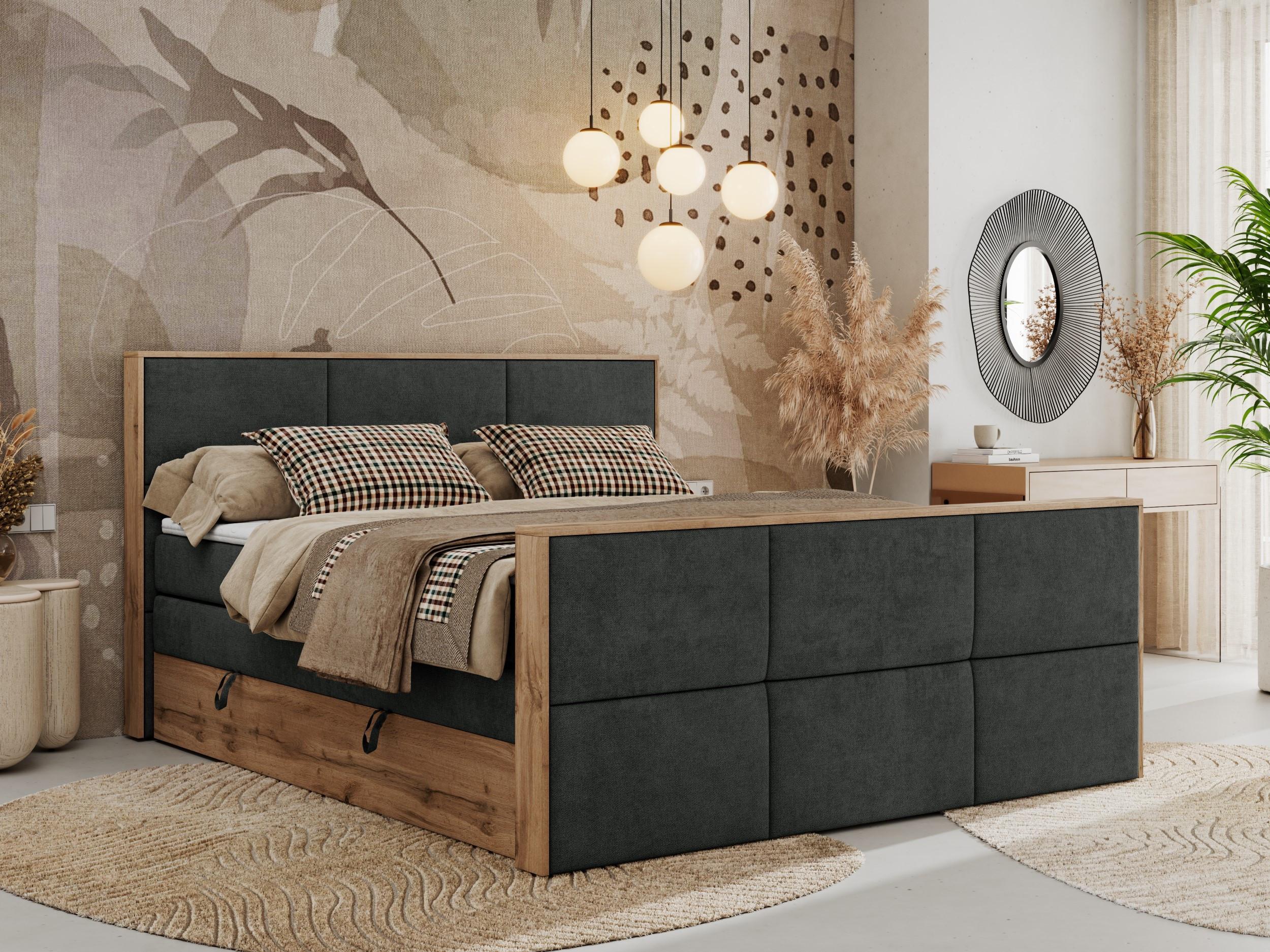 BOXSPRINGBETT ALBERO 2 KING DUO 200/200 Dunkelgrau Strukture - H4 Textil MKS Möbel > Betten > Boxspringbetten Grau