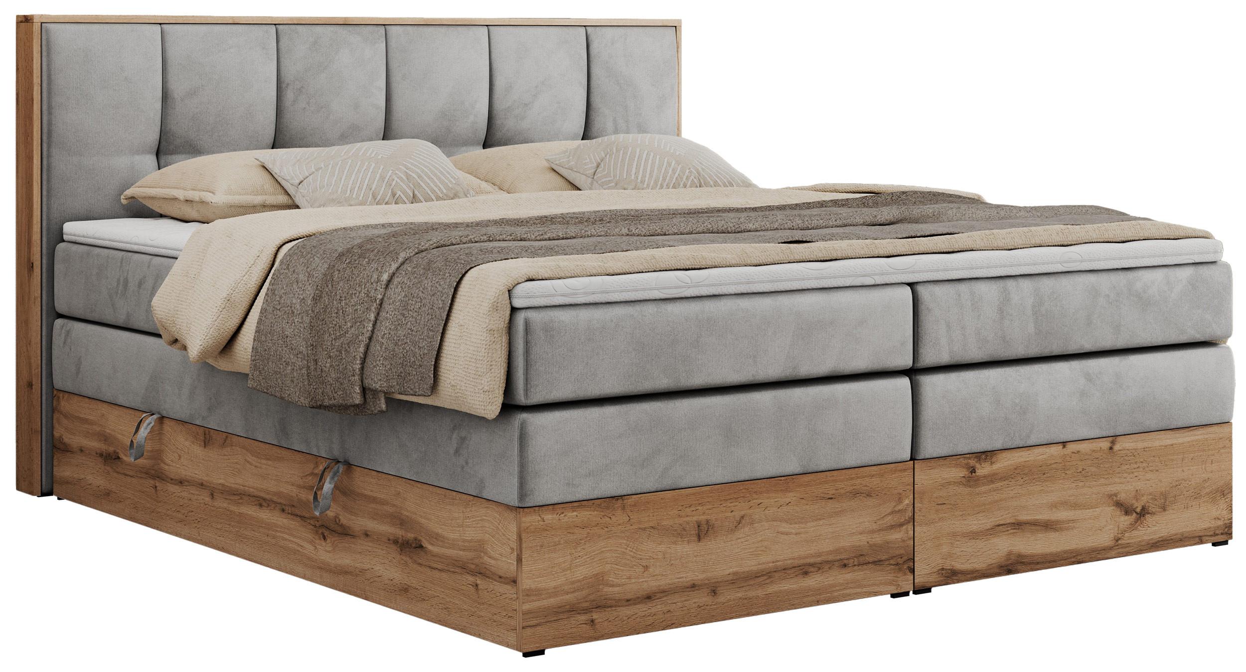 wohnli-moebel-suche-800000939213 Wohnli Möbelsuche - BOXSPRINGBETT ALBERO 1 KING 200/200 Hellgrau Velvet - H3