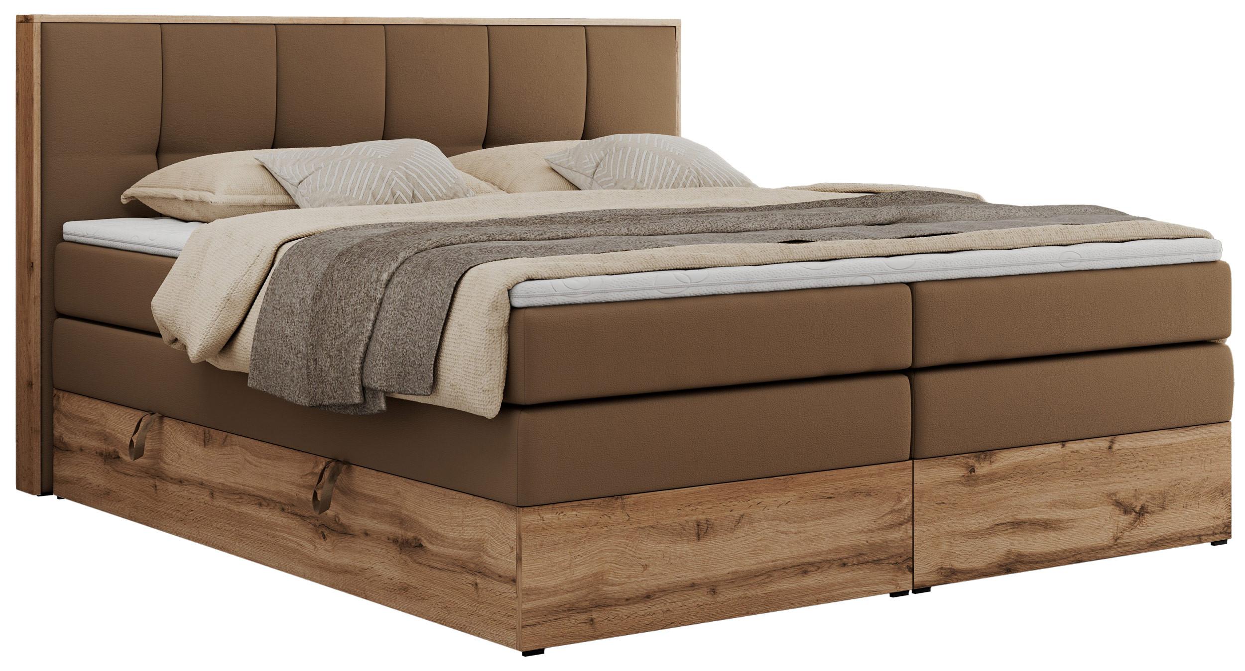 wohnli-moebel-suche-800000939231 Wohnli Möbelsuche - BOXSPRINGBETT ALBERO 1 KING 160/200 Braun Kunstleder - H4