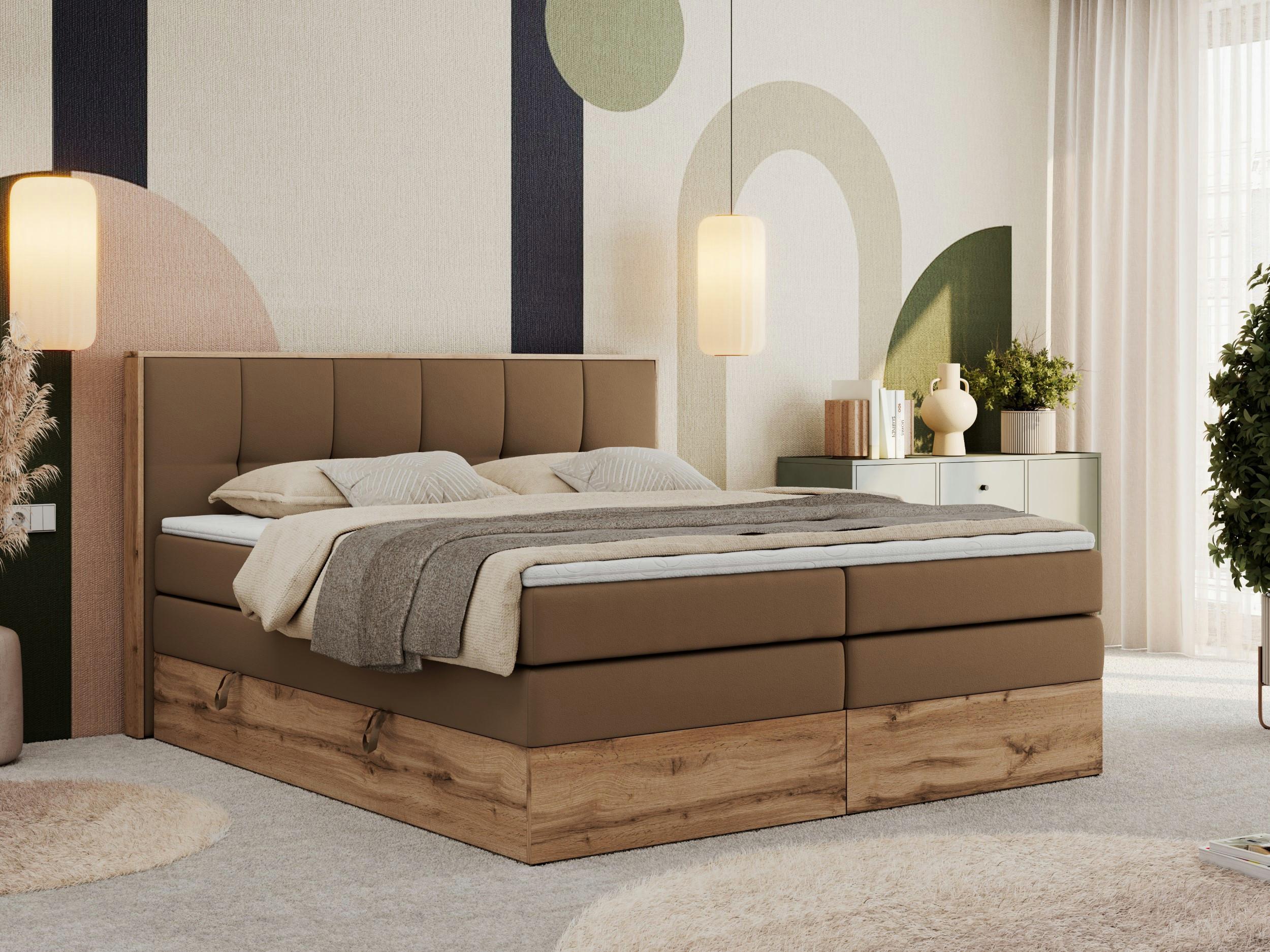wohnli-moebel-suche-800000939256-1 BOXSPRINGBETT ALBERO 1 KING 200/200 Braun Kunstleder - H3 Textil MKS Möbel > Betten > Boxspringbetten Braun
