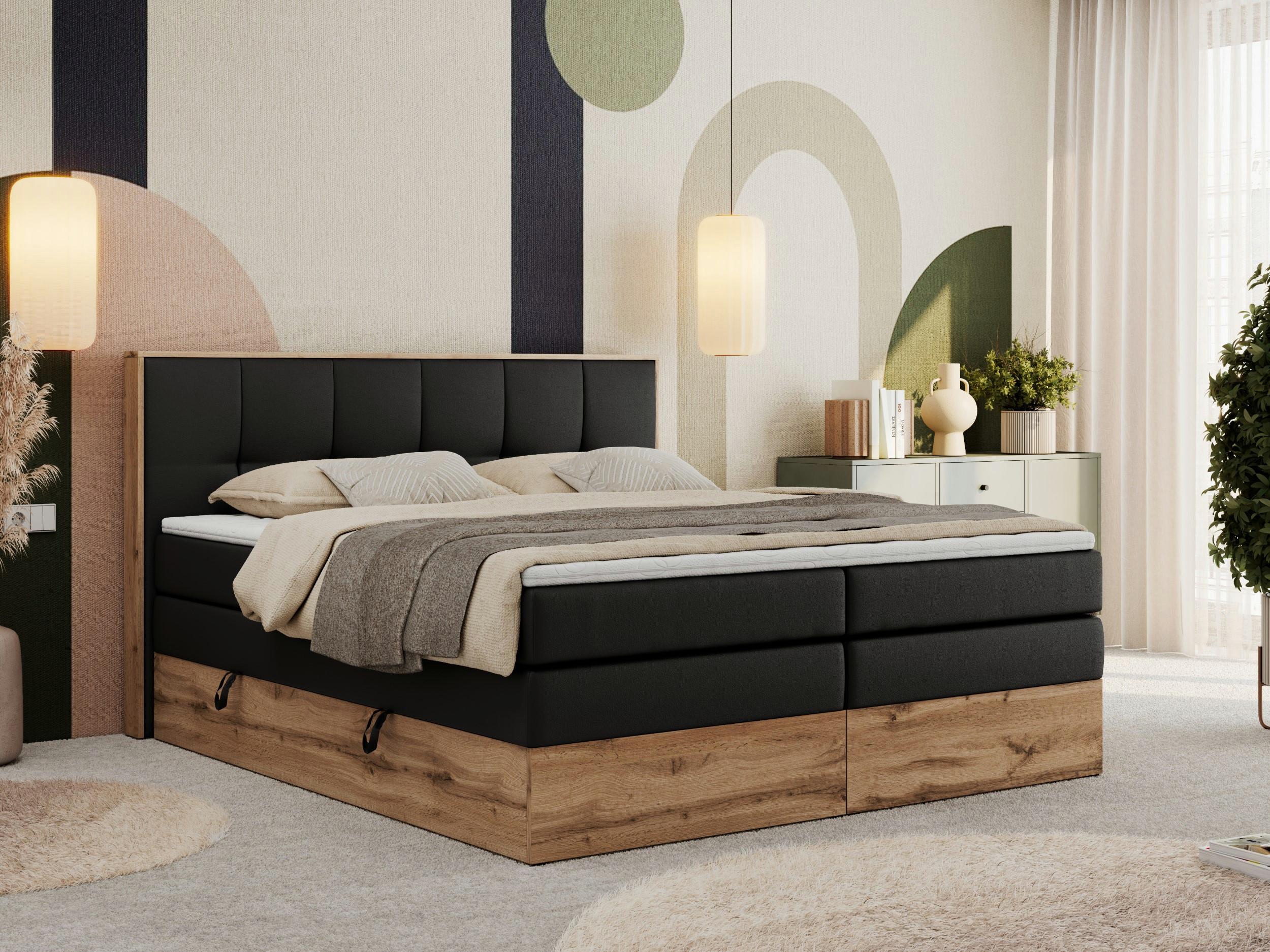 wohnli-moebel-suche-800000939264-1 BOXSPRINGBETT ALBERO 1 KING 200/200 Schwarz Kunstleder - H4 Textil MKS Möbel > Betten > Boxspringbetten Schwarz
