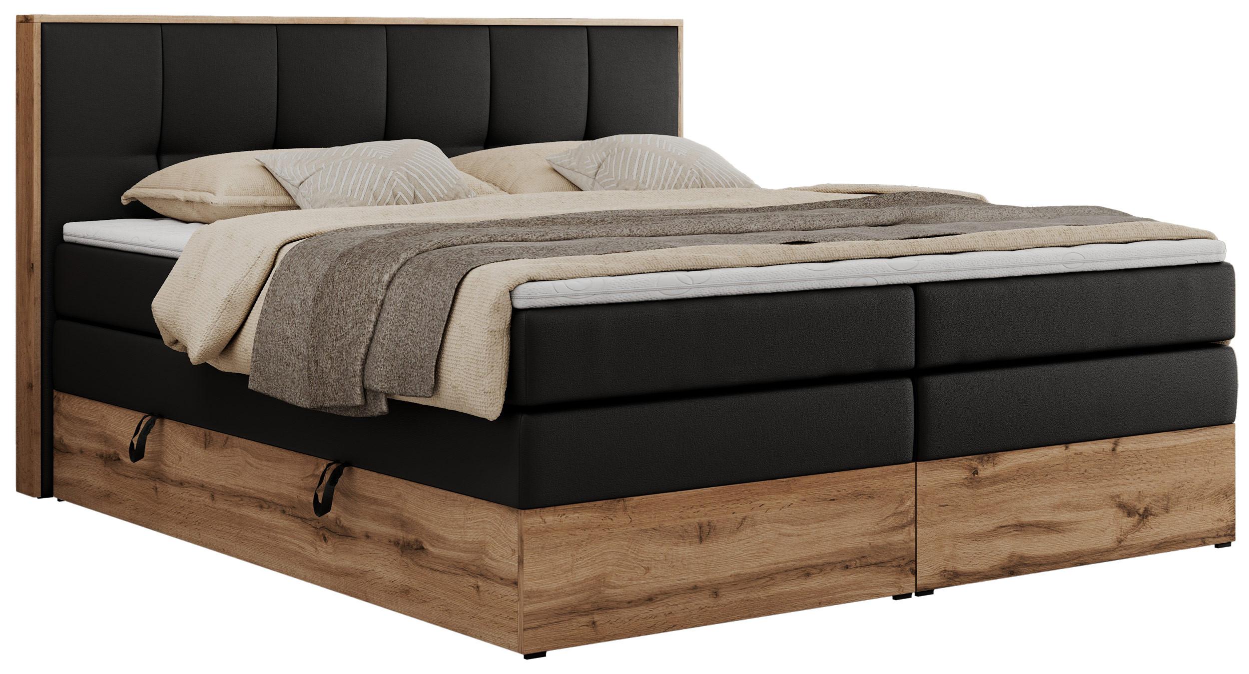 wohnli-moebel-suche-800000939277 Wohnli Möbelsuche - BOXSPRINGBETT ALBERO 1 KING 180/200 Schwarz Kunstleder - H3
