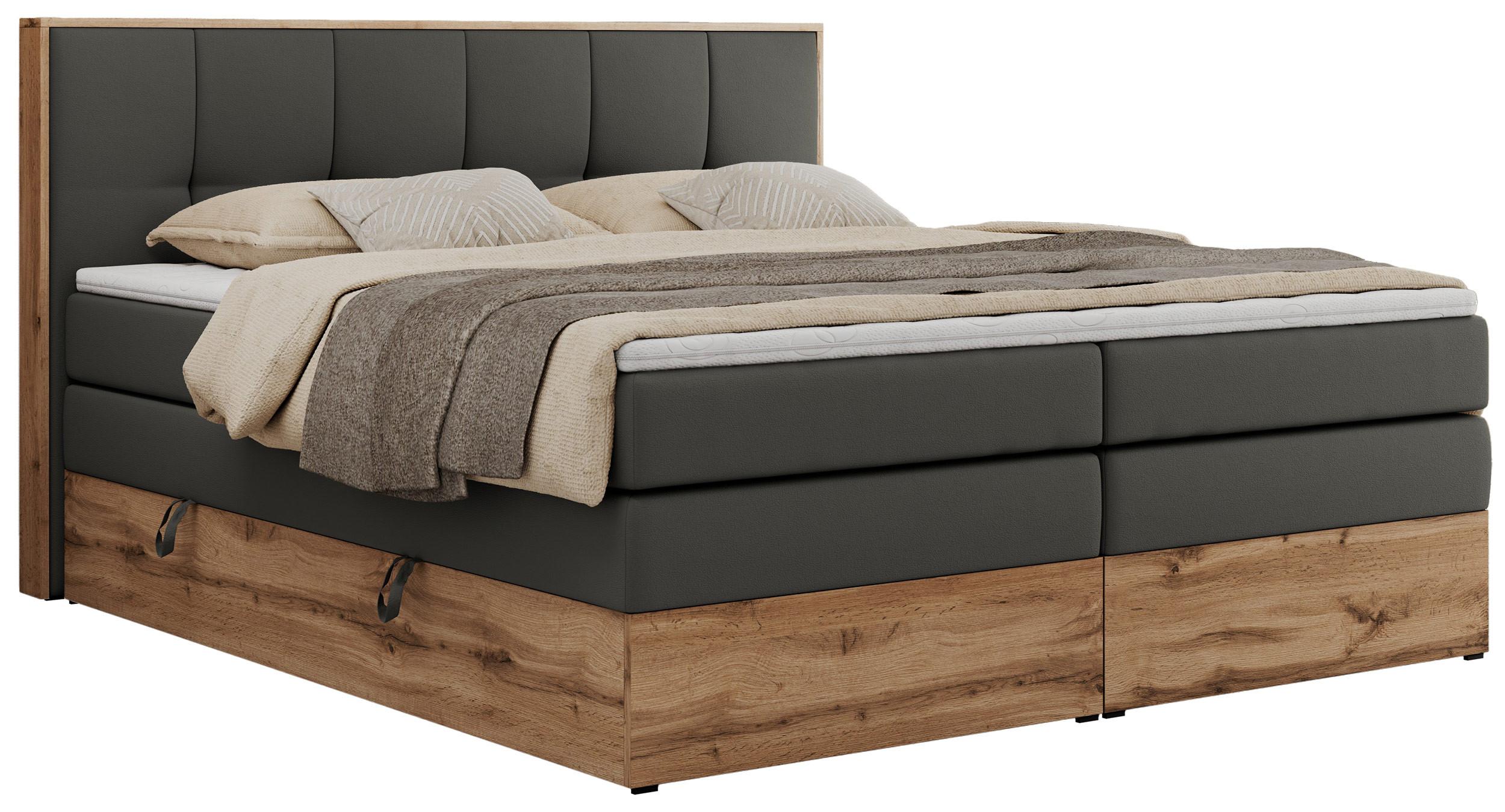wohnli-moebel-suche-800000939286 Wohnli Möbelsuche - BOXSPRINGBETT ALBERO 1 KING 200/200 Dunkelgrau Kunstleder - H4