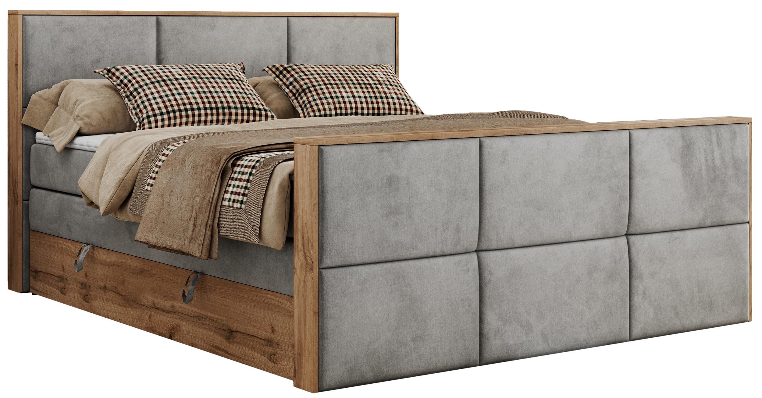 wohnli-moebel-suche-800000939310 Wohnli Möbelsuche - BOXSPRINGBETT ALBERO 2 KING DUO 160/200 Hellgrau Velvet - H3
