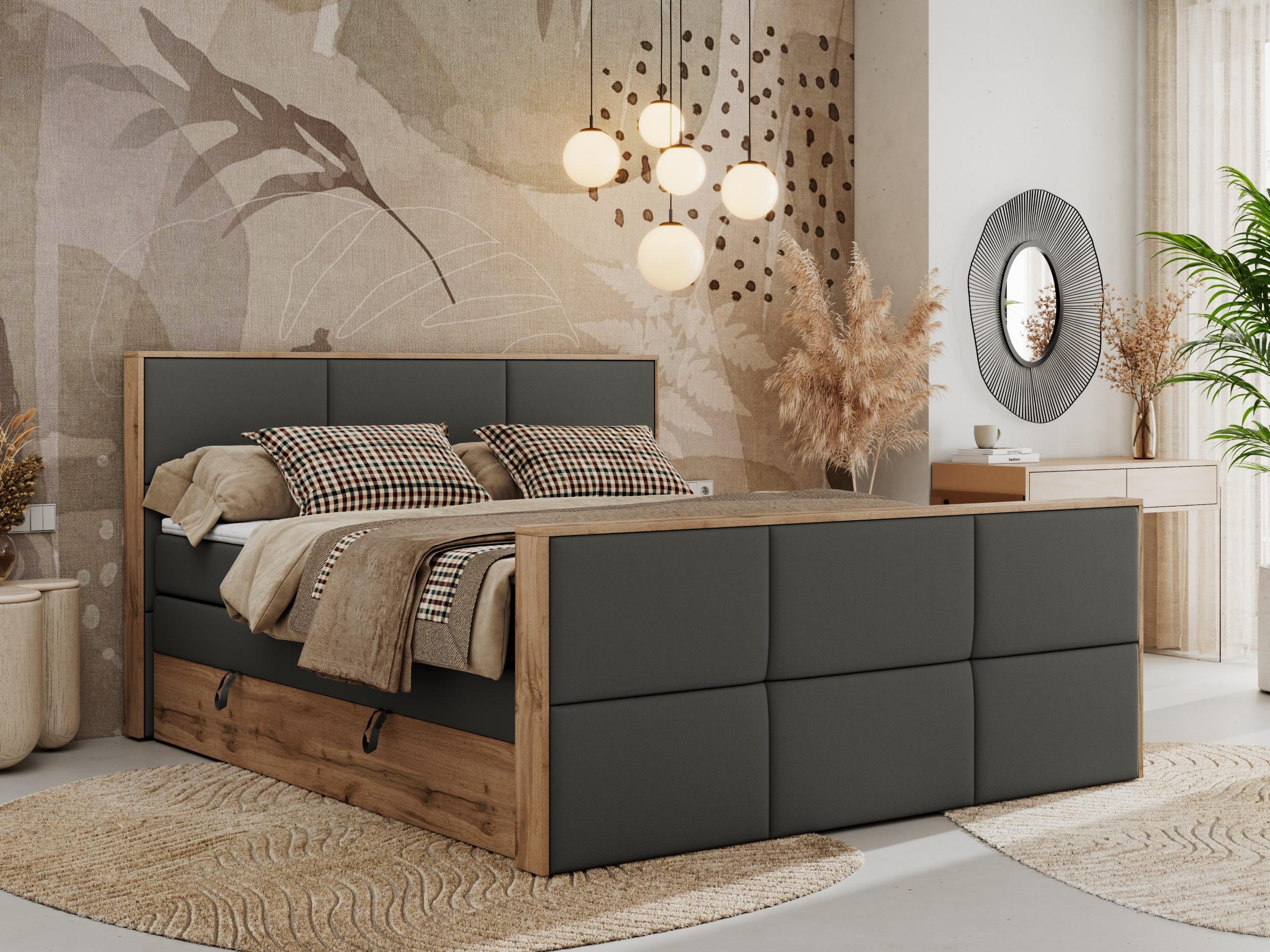 wohnli-moebel-suche-800000939325-1 BOXSPRINGBETT ALBERO 2 KING DUO 200/200 Dunkelgrau Kunstleder - H4 Textil MKS Möbel > Betten > Boxspringbetten Grau