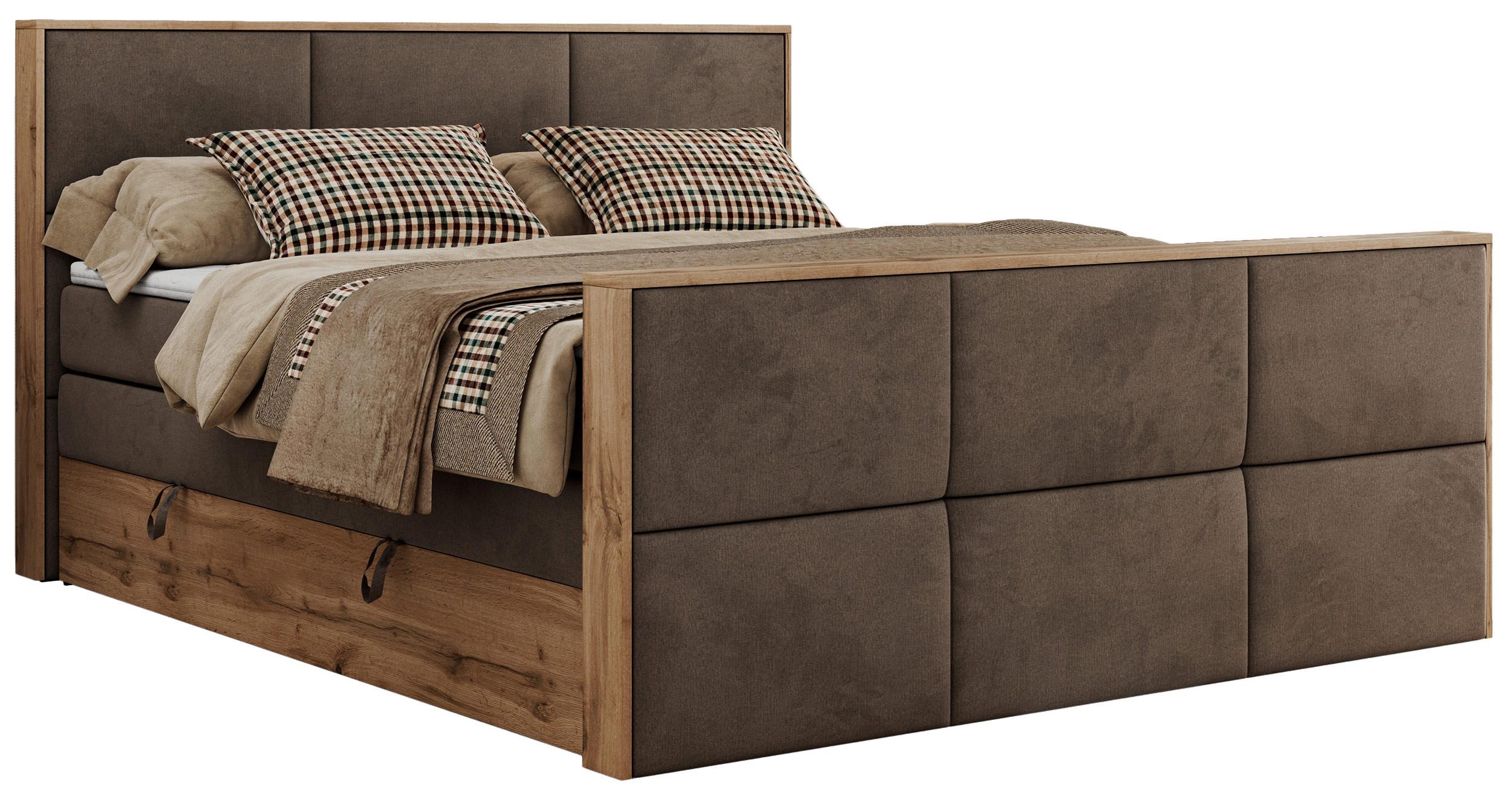 wohnli-moebel-suche-800000939339 Wohnli Möbelsuche - BOXSPRINGBETT ALBERO 2 KING DUO 200/200 Braun Velvet - H4