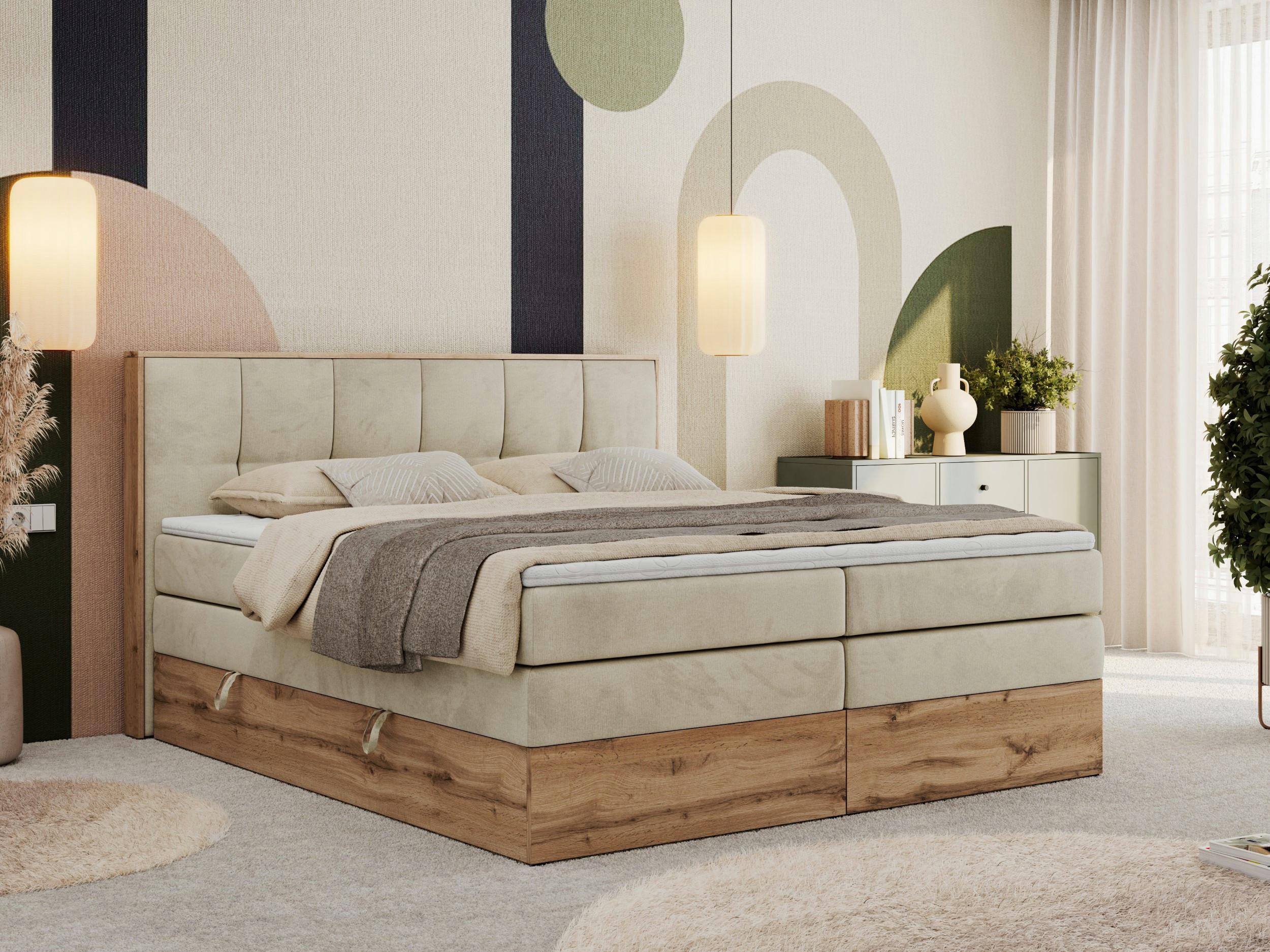 wohnli-moebel-suche-800000939342-1 BOXSPRINGBETT ALBERO 1 KING 180/200 Beige Velvet - H4 Textil MKS Möbel > Betten > Boxspringbetten Beige