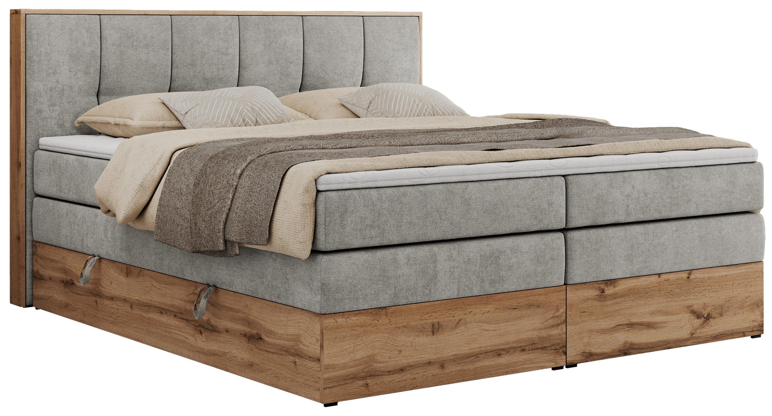 wohnli-moebel-suche-800000939354 Wohnli Möbelsuche - BOXSPRINGBETT ALBERO 1 KING 160/200 Hellgrau Strukture - H3