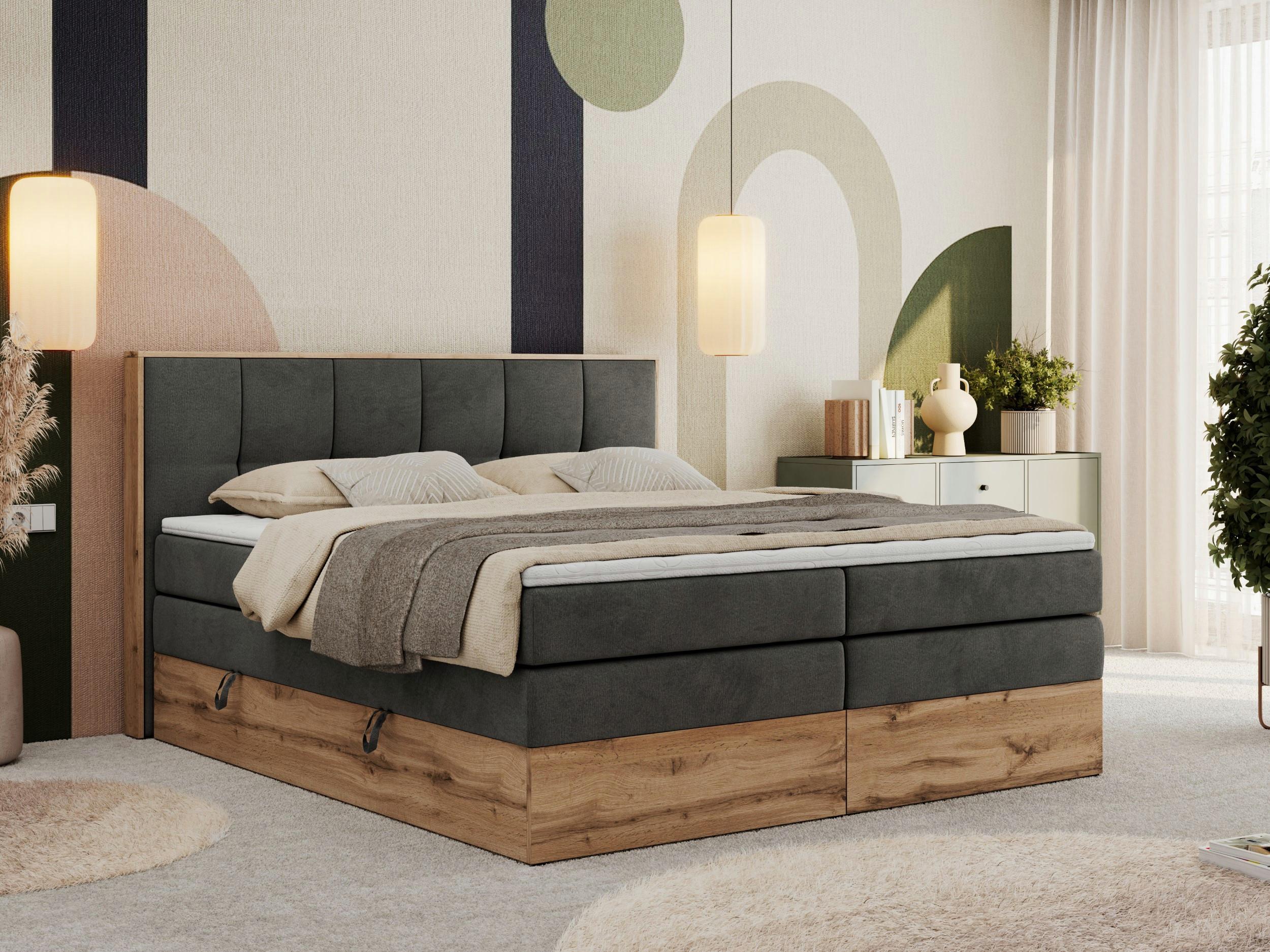 wohnli-moebel-suche-800000939363-1 BOXSPRINGBETT ALBERO 1 KING 180/200 Dunkelgrau Velvet - H3 Textil MKS Möbel > Betten > Boxspringbetten Grau